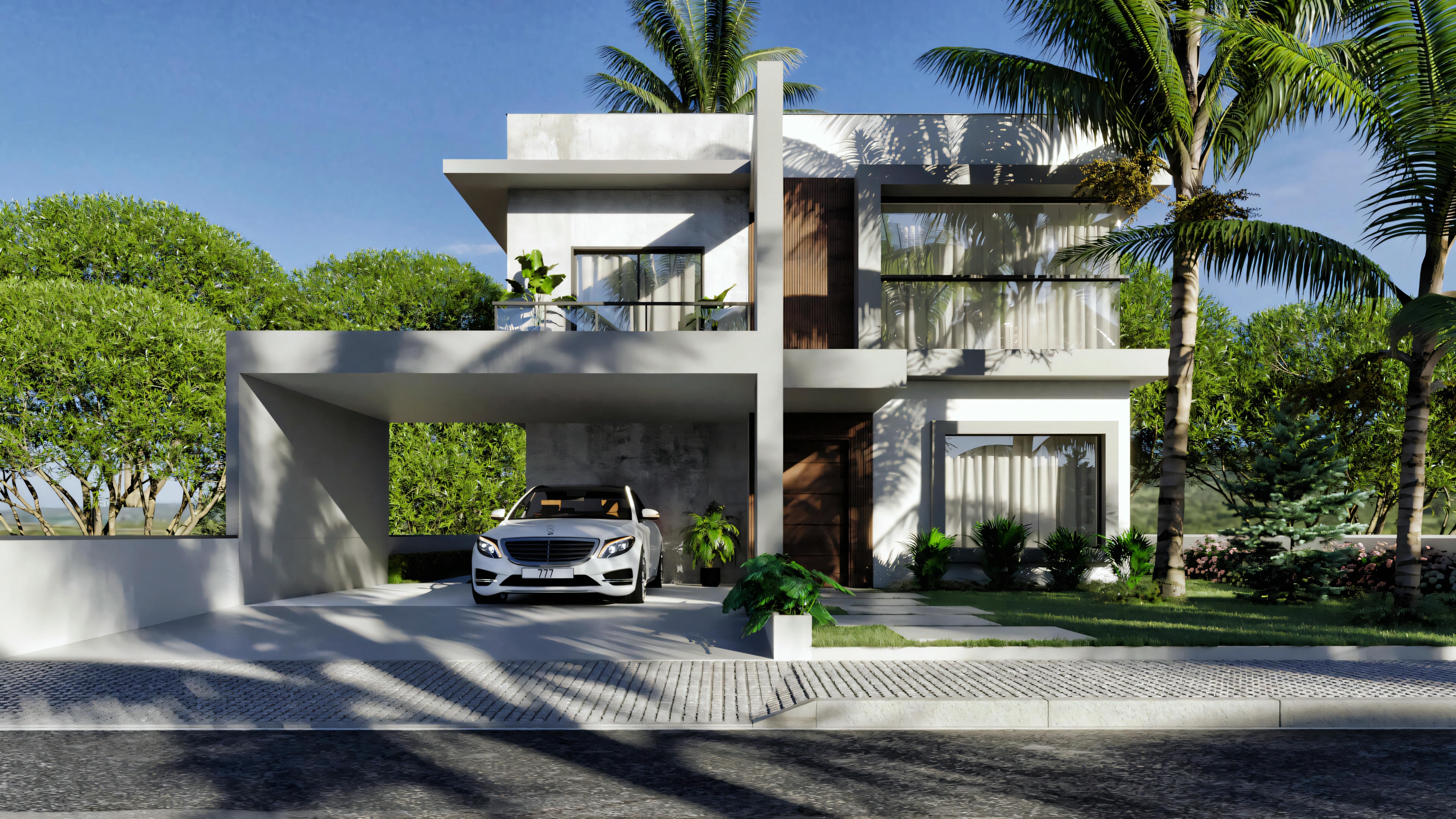 Fachada de planta de casa moderna.