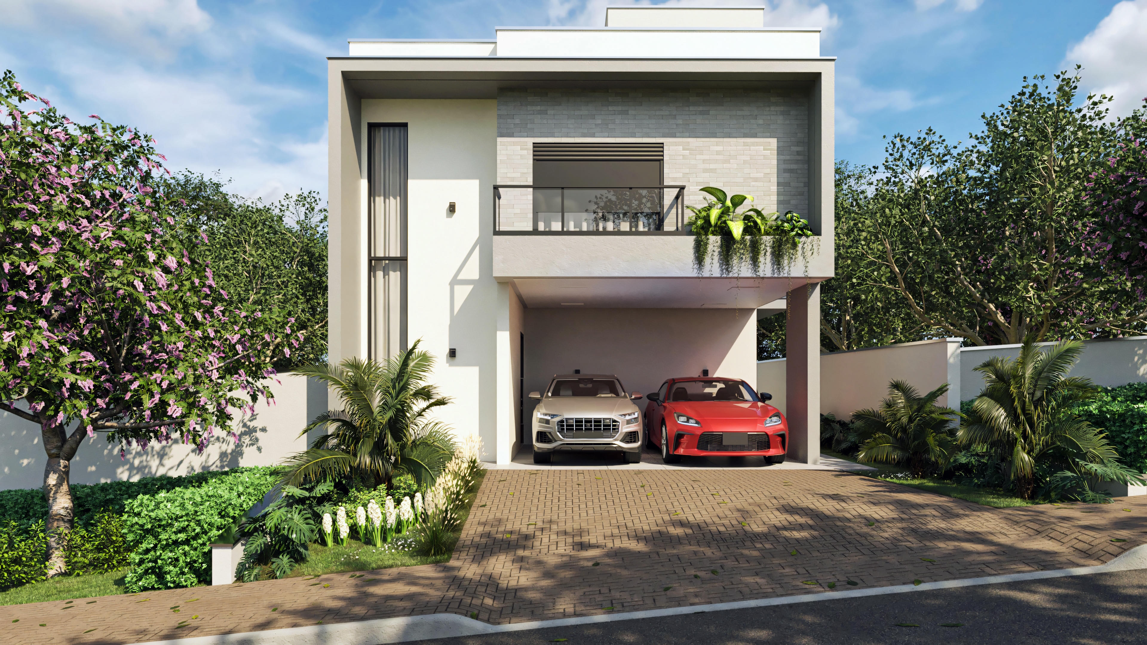 Modern facade for 10x25 lot.