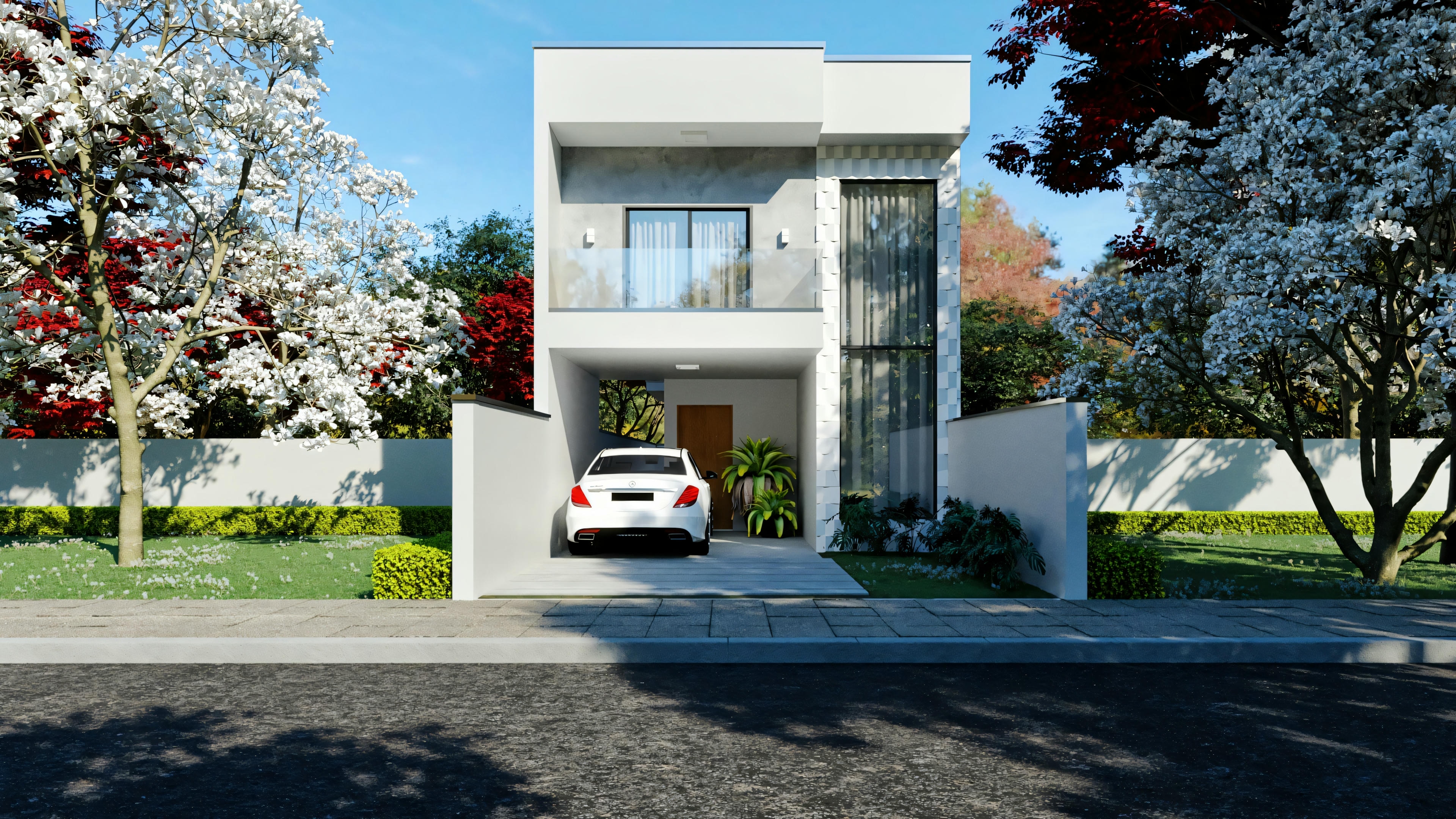 Modern half-lot facade.