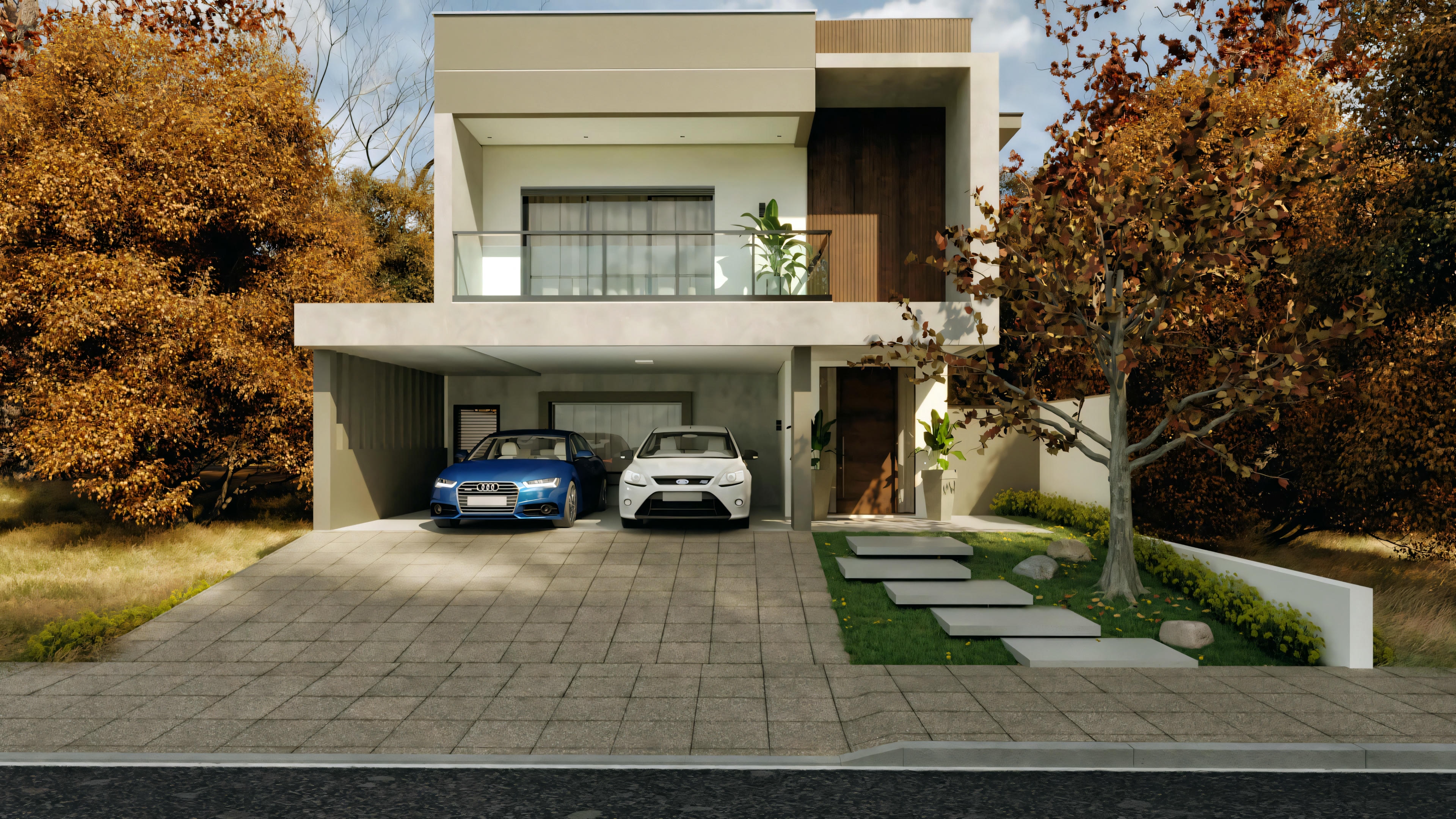 Facade of a house with 3 suites.