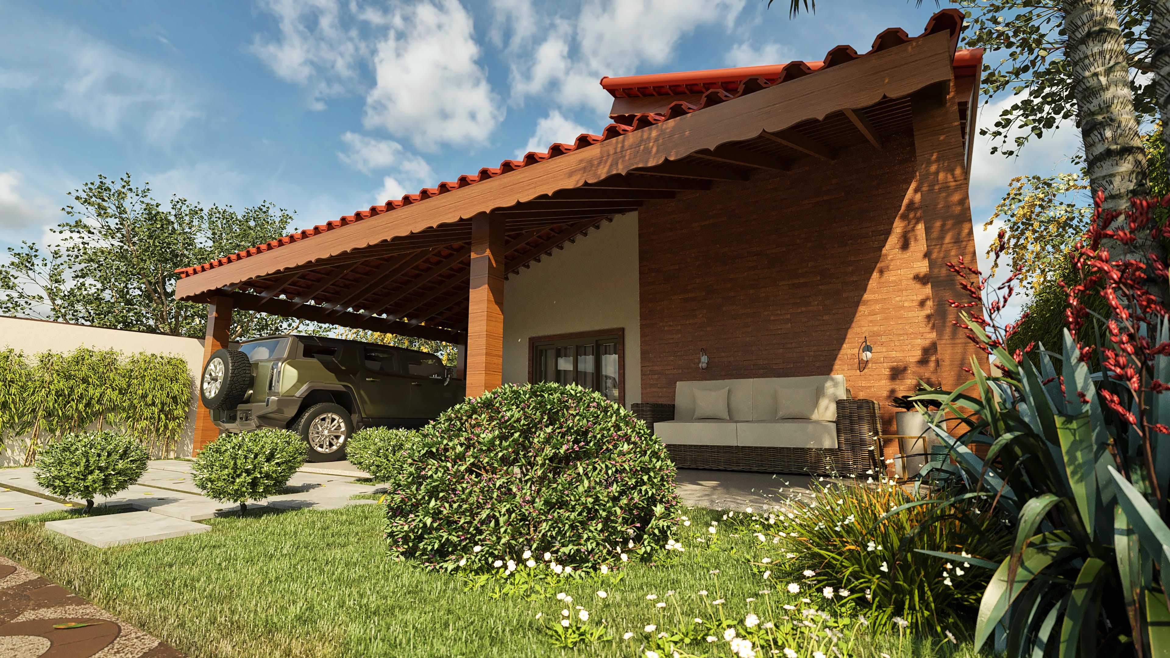 One-story house with porch.
