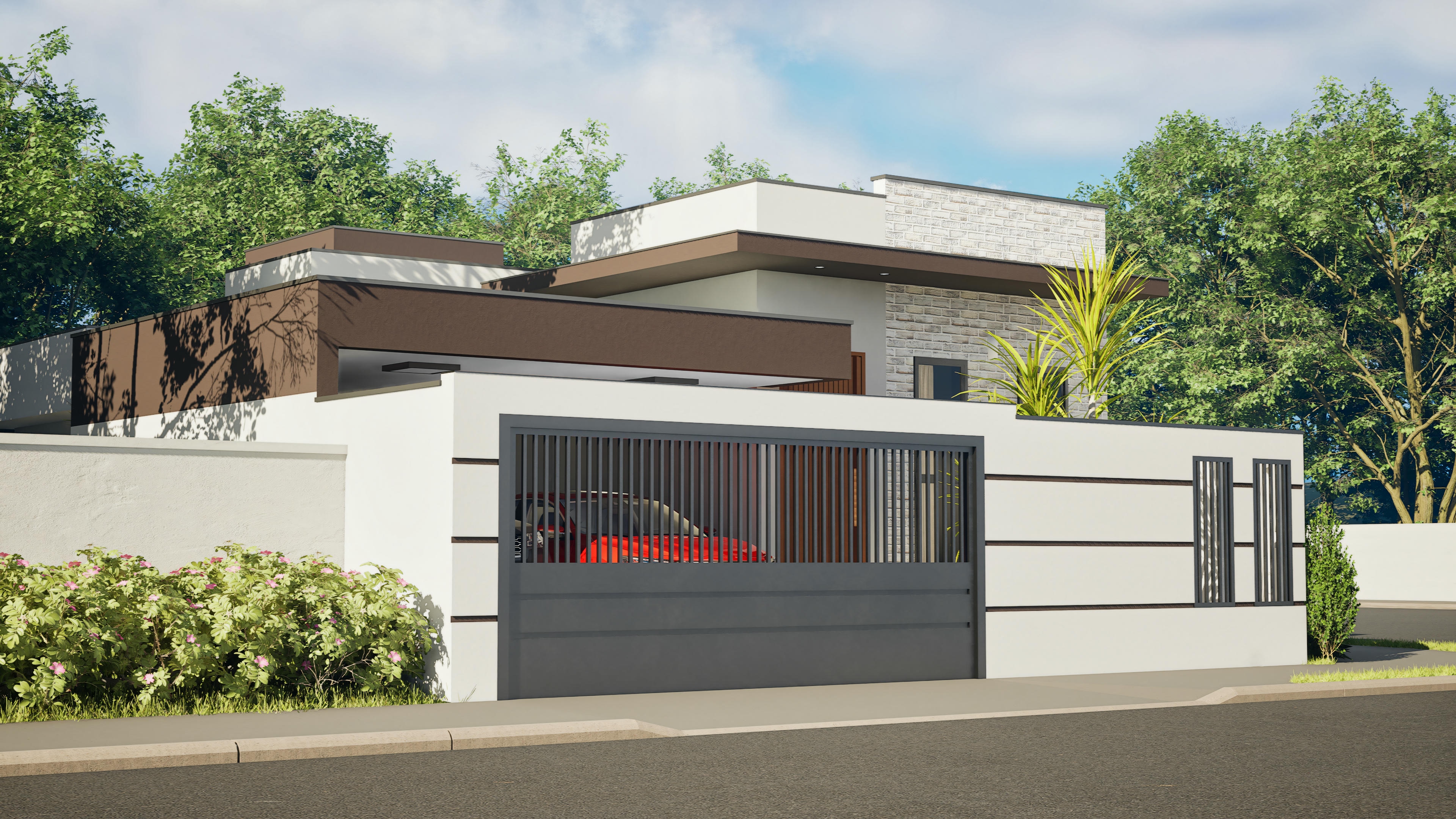 Side facade of the house, highlighting the window and the secondary entrance door.