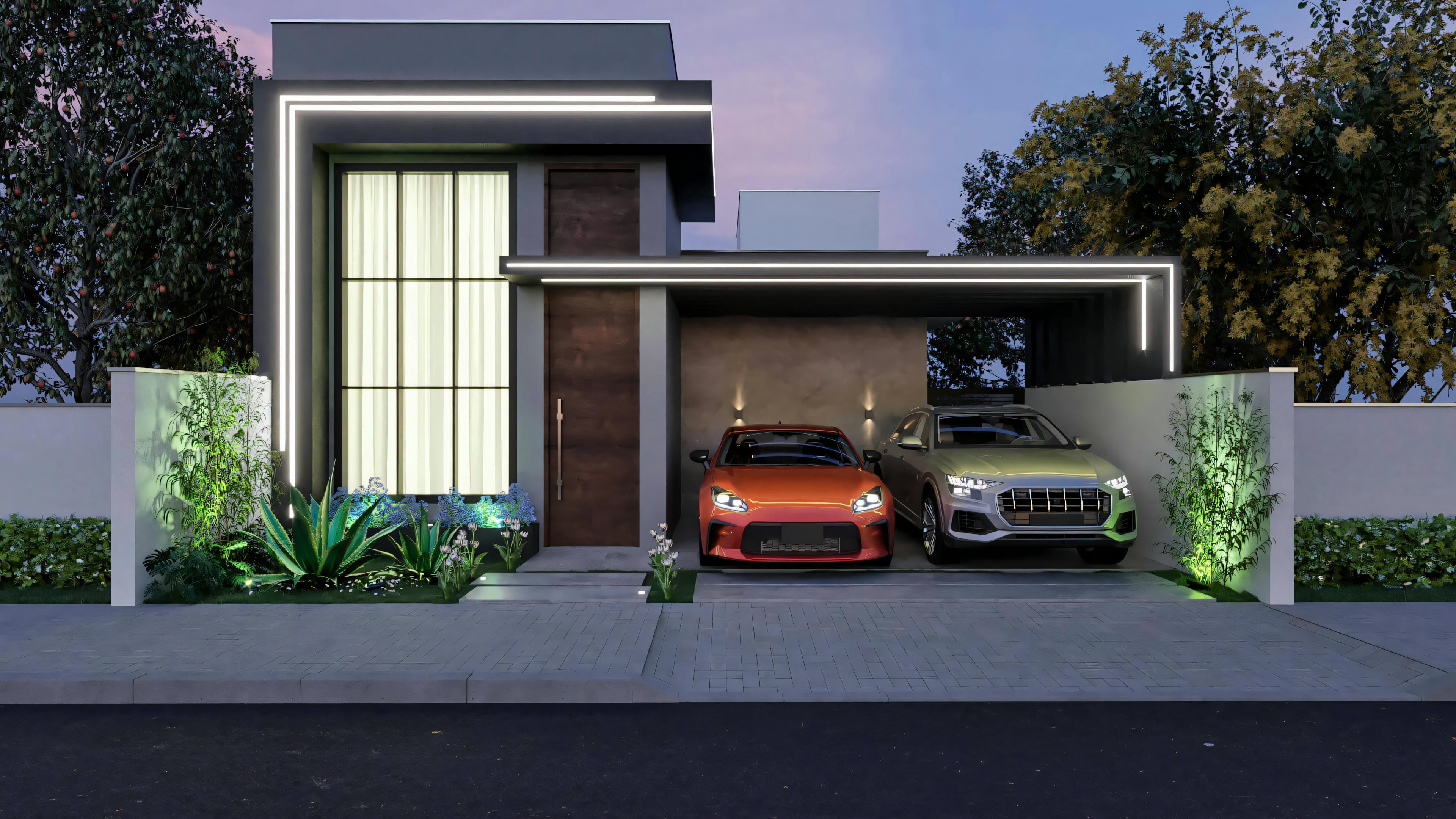 Facade project with LED in front.