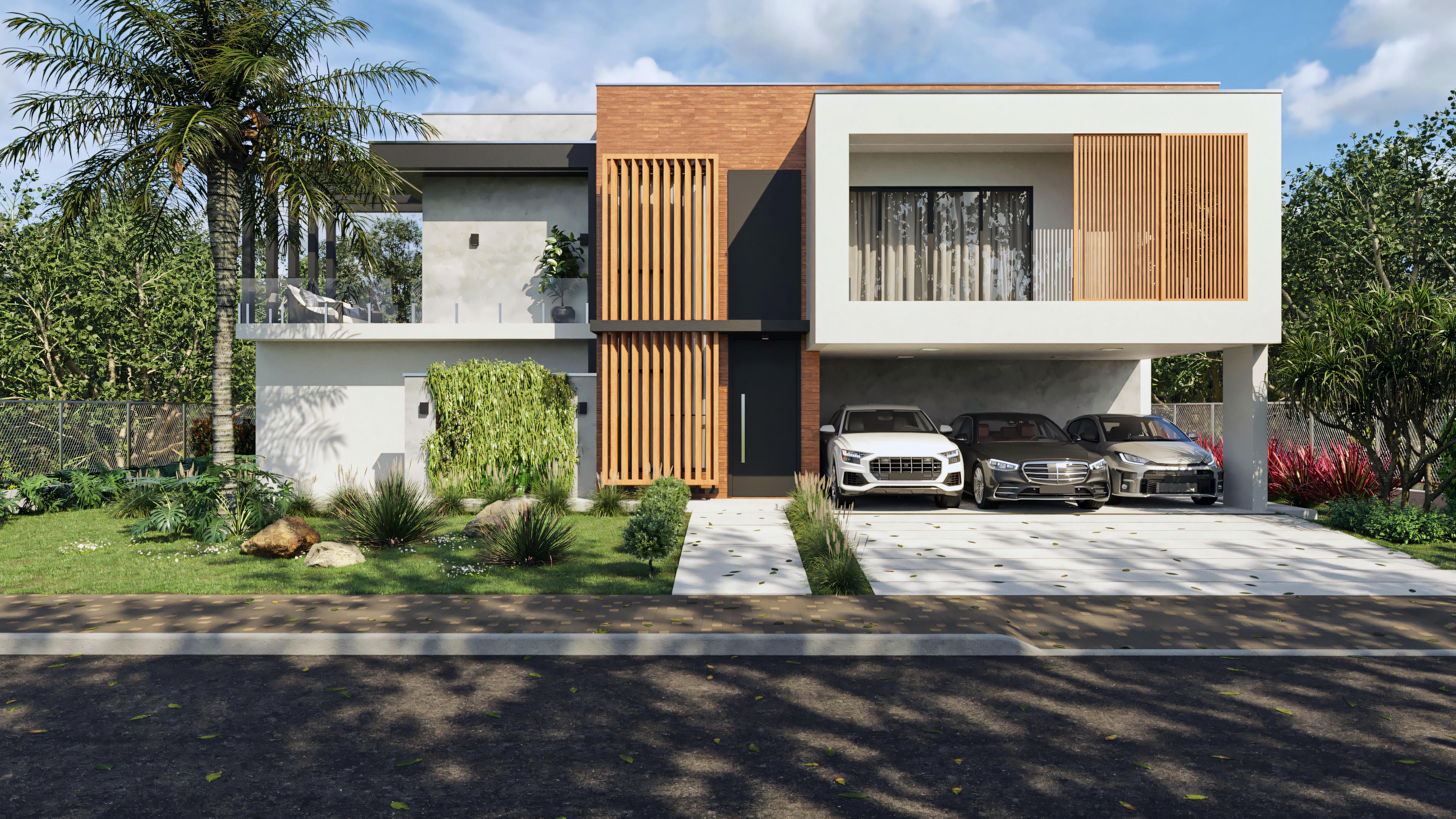 Fachada residencia moderna.