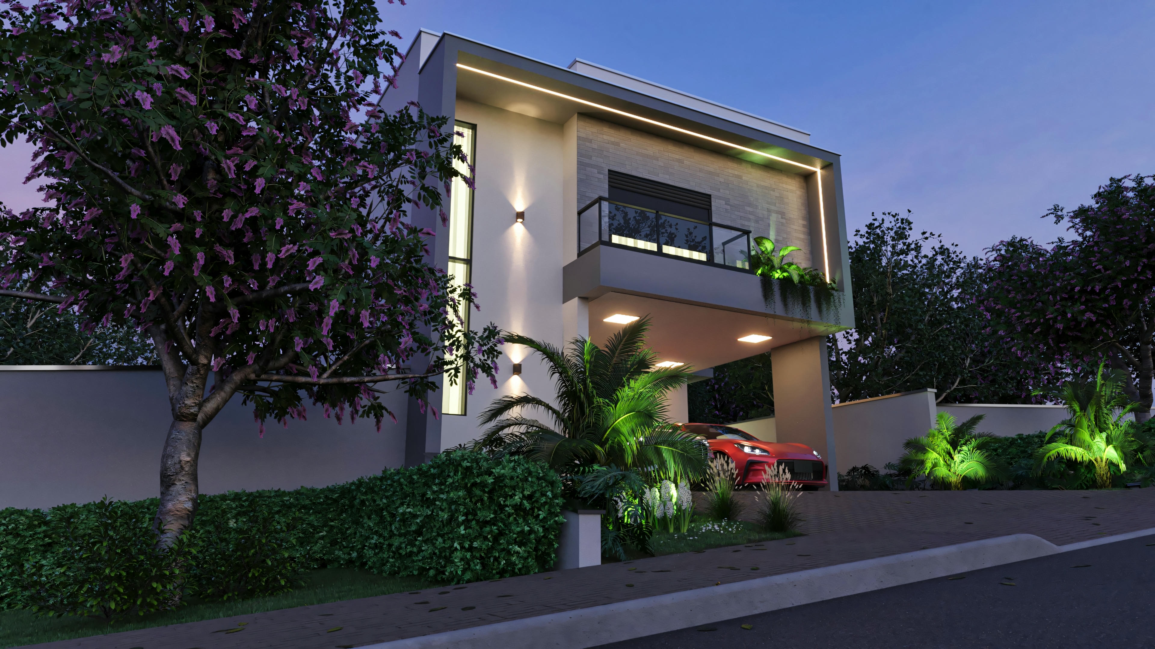 Fachada de casa com led.