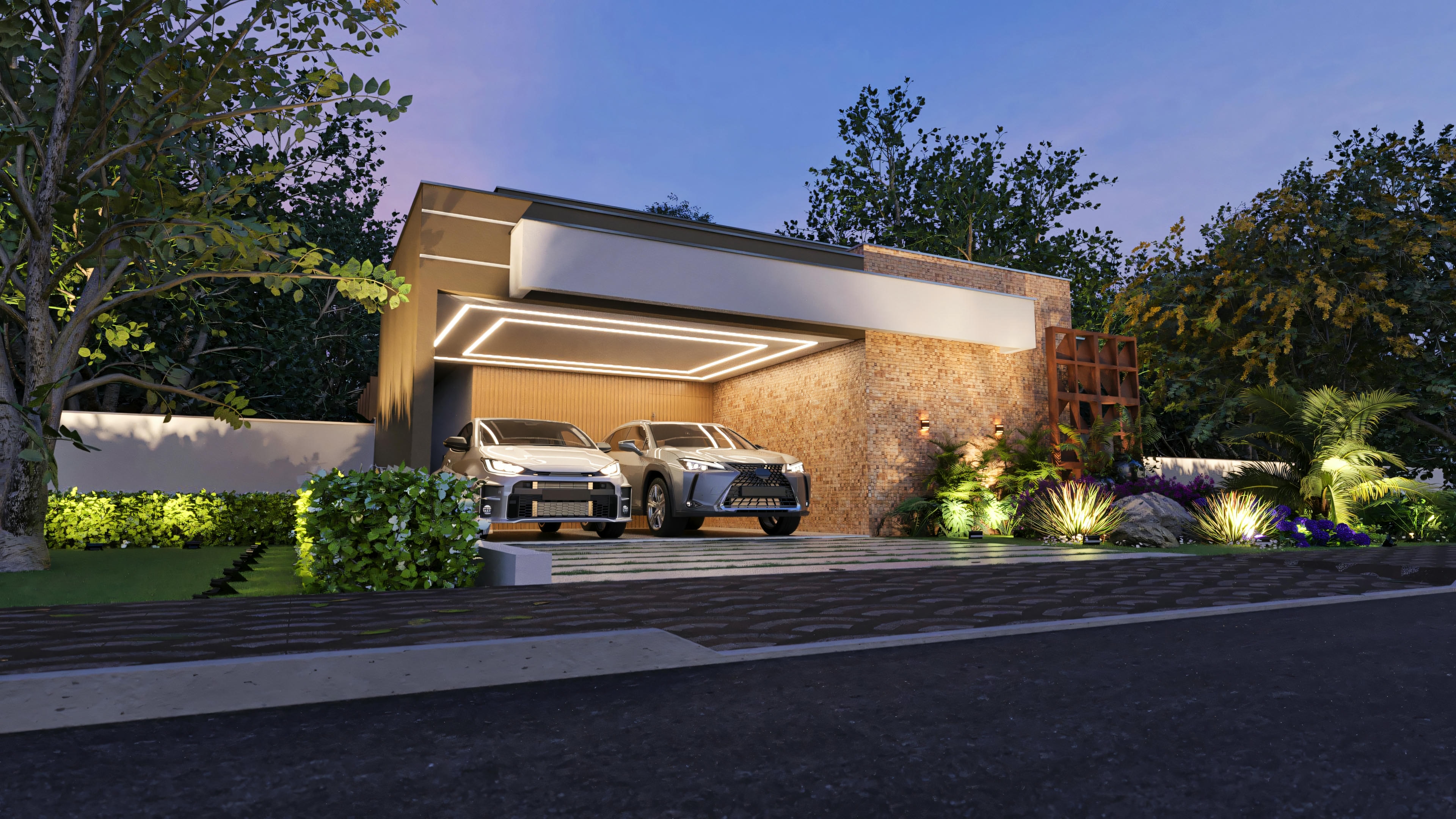Facade project with LED at the front.