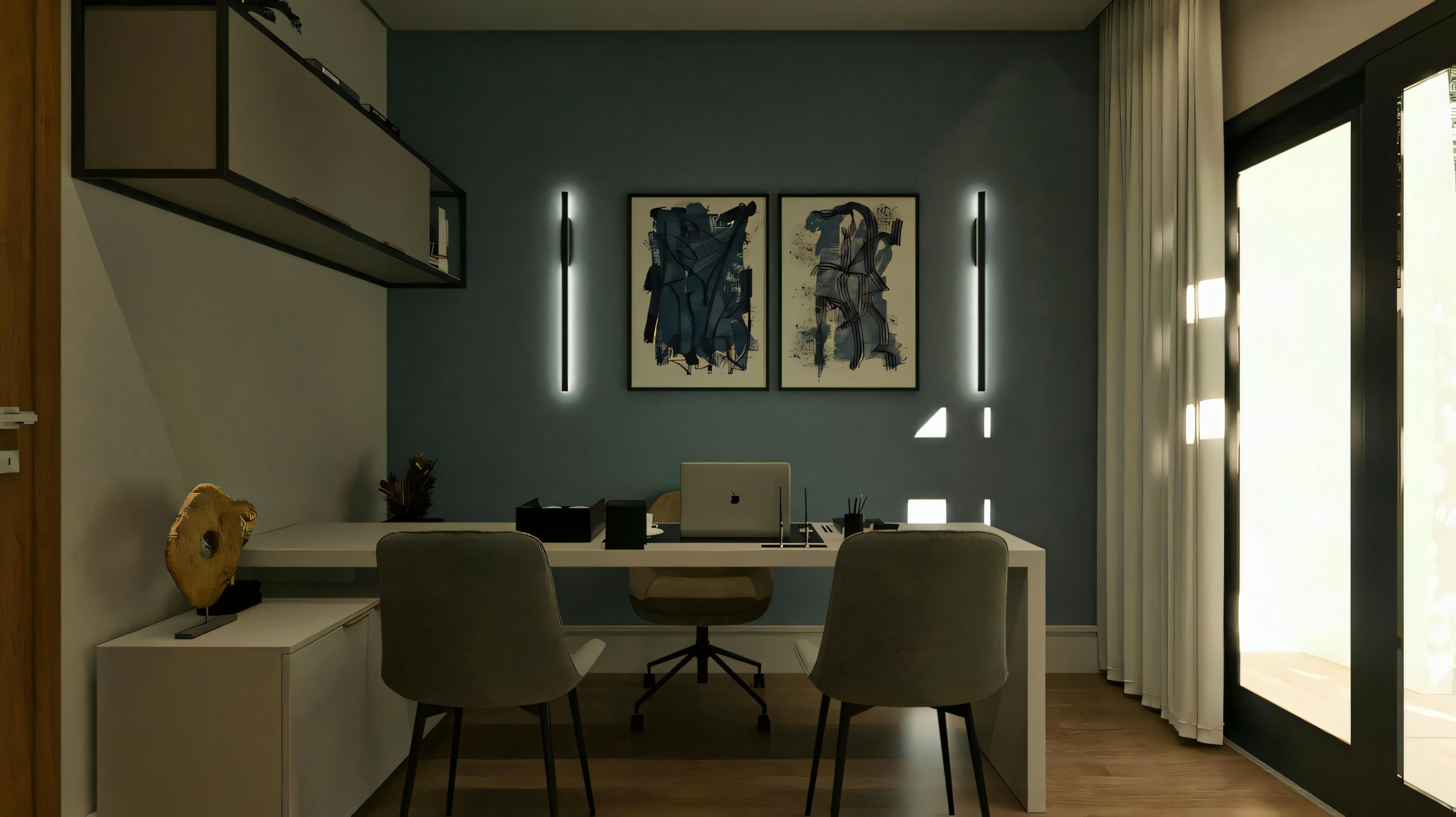Decorated home office.