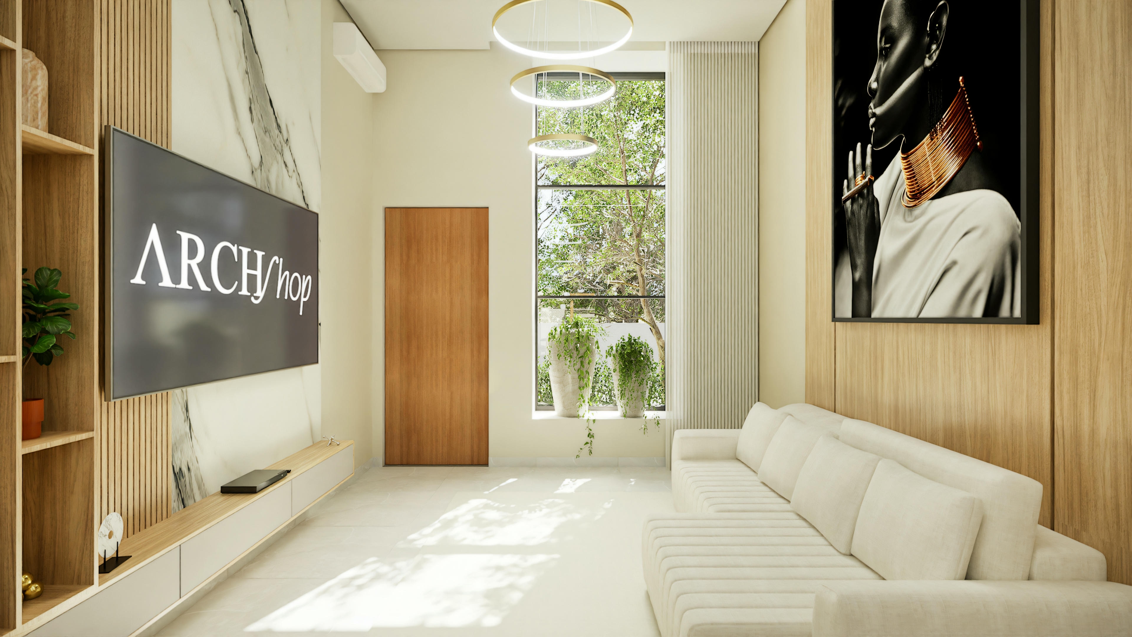 Decorated living room.