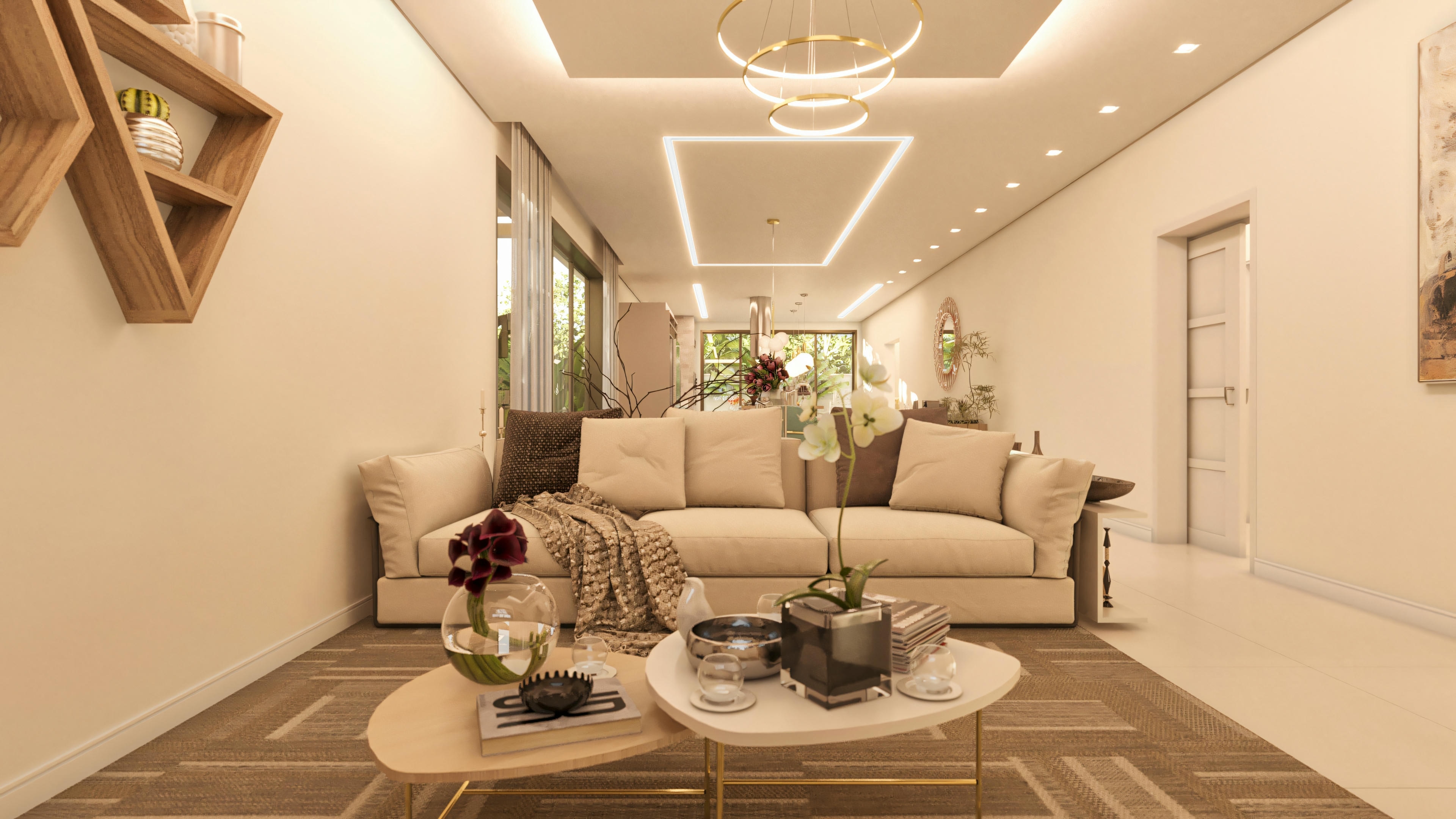 Living room design with LED.
