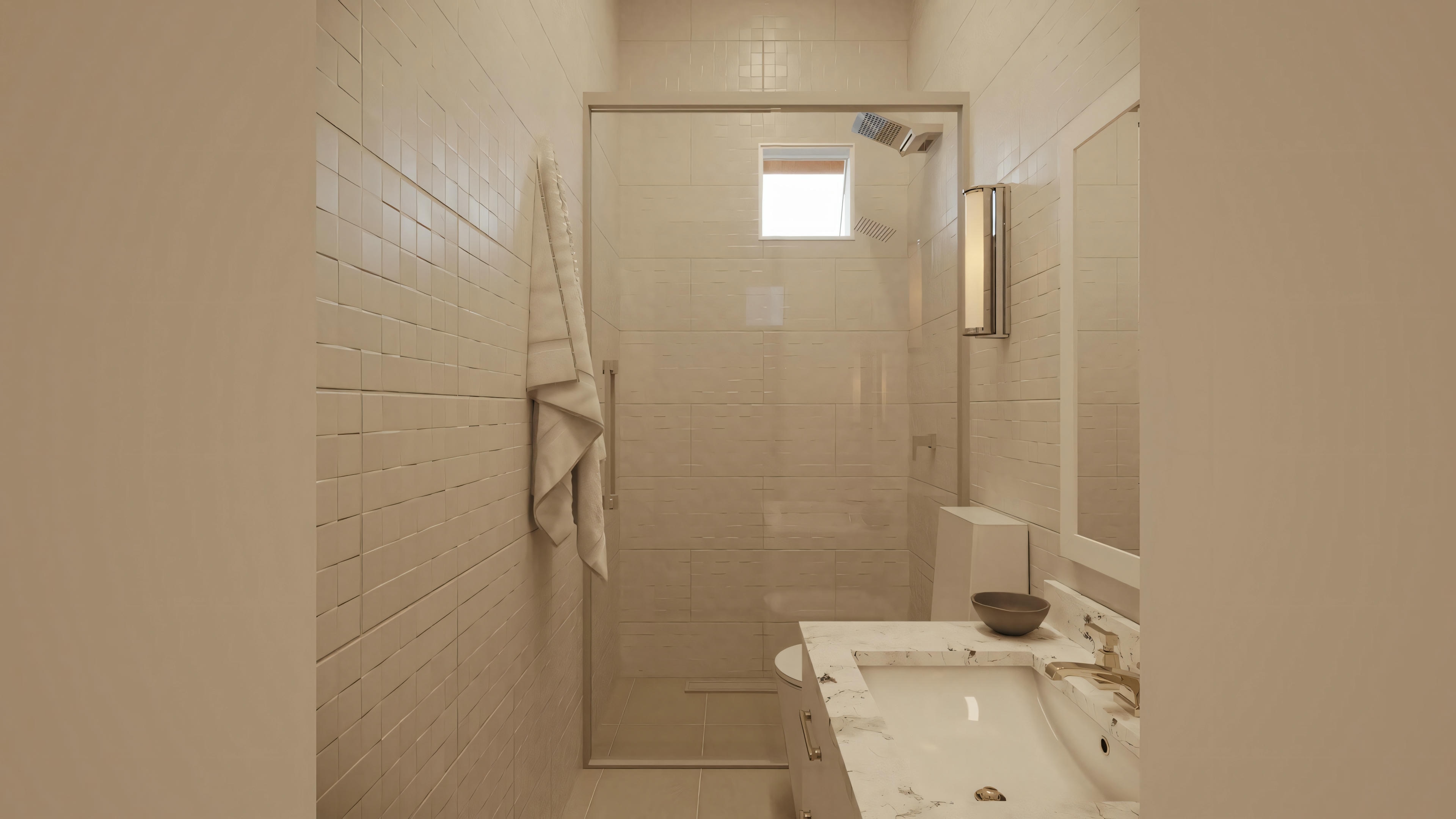 Parte de un baño mostrando el área de la ducha con azulejos en la pared.