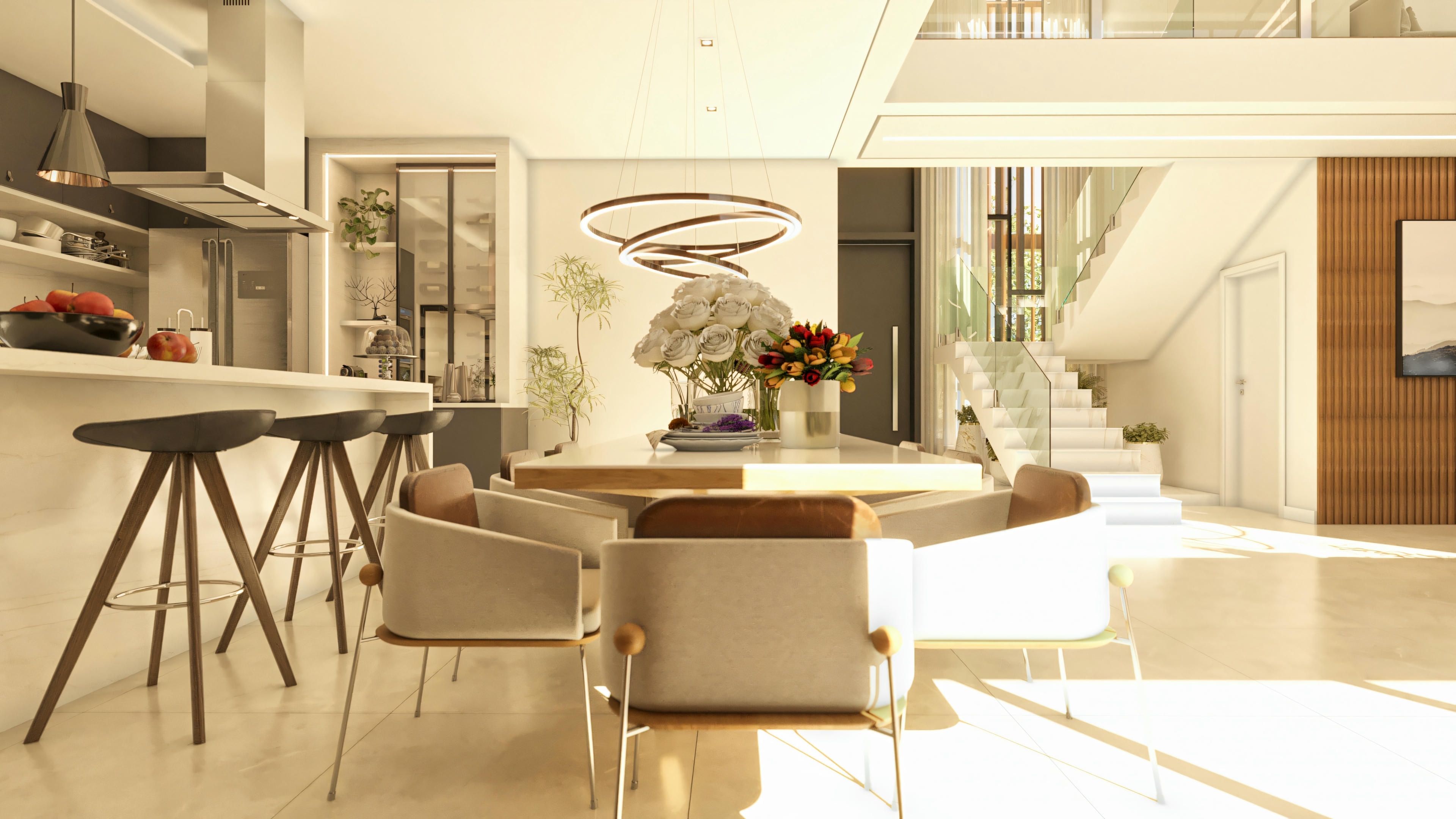 Cocina y comedor.