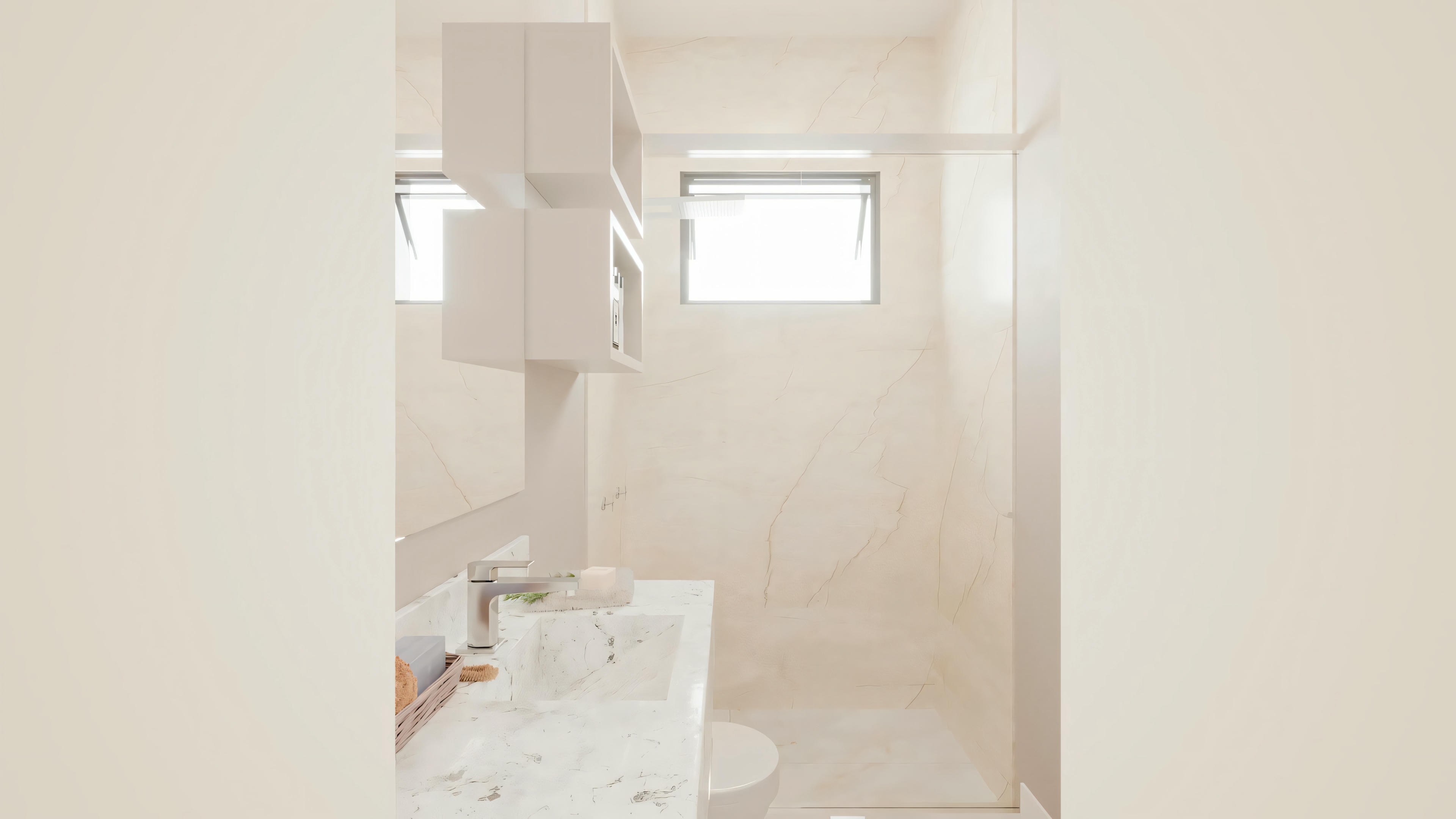A bathroom with a sink, mirror, and a partially open door leading to another room.