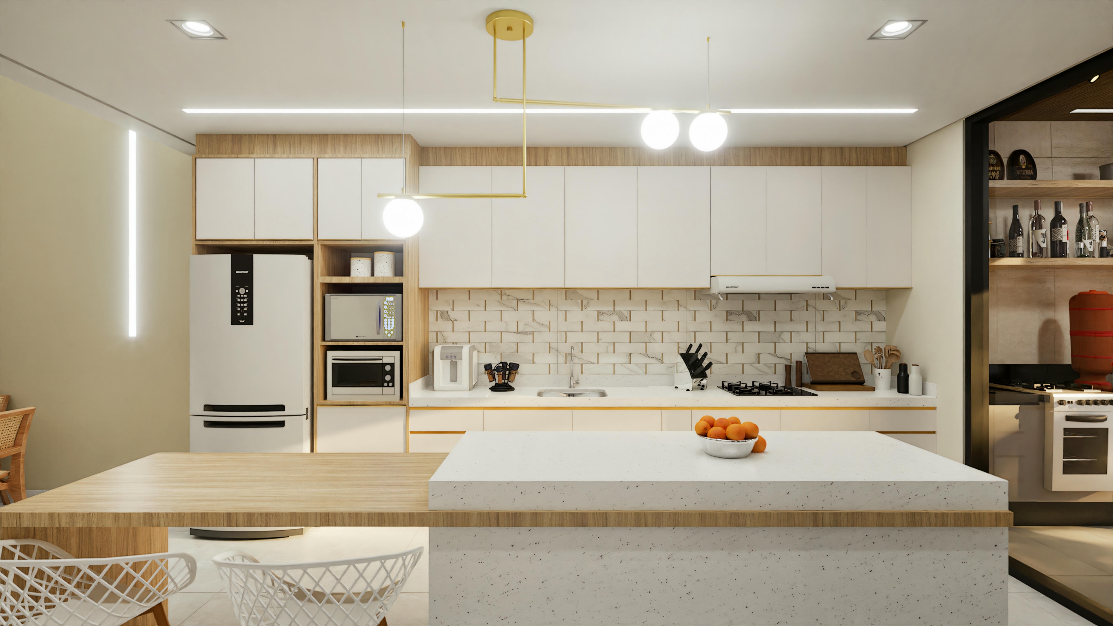Luxurious and light kitchen.