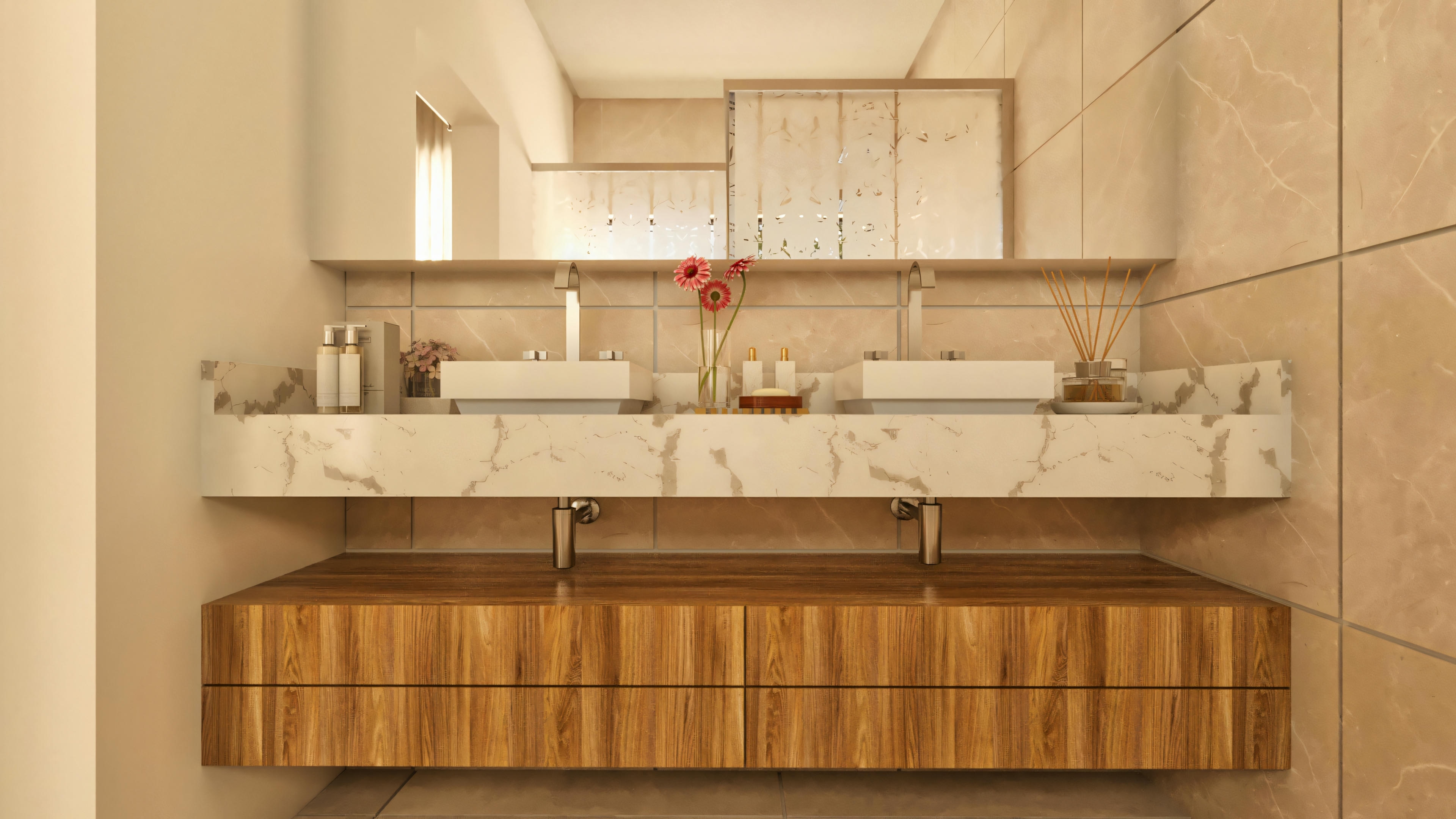 Bathroom with double sinks, ArchShop brand.