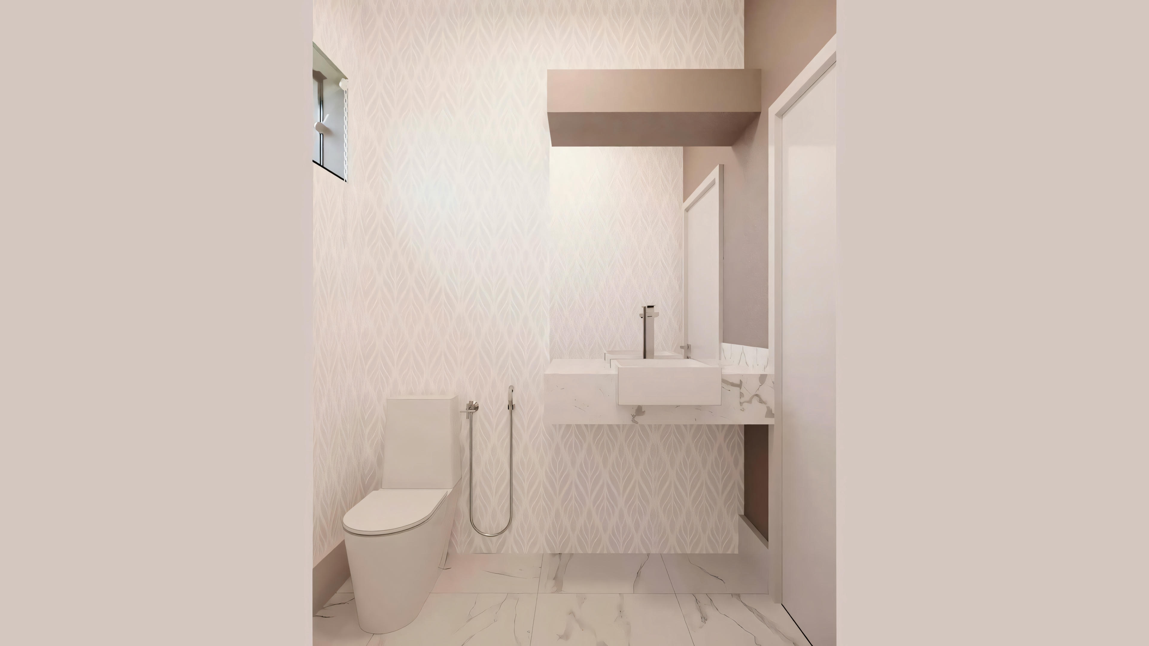 Interior de un baño con lavabo y espejo.