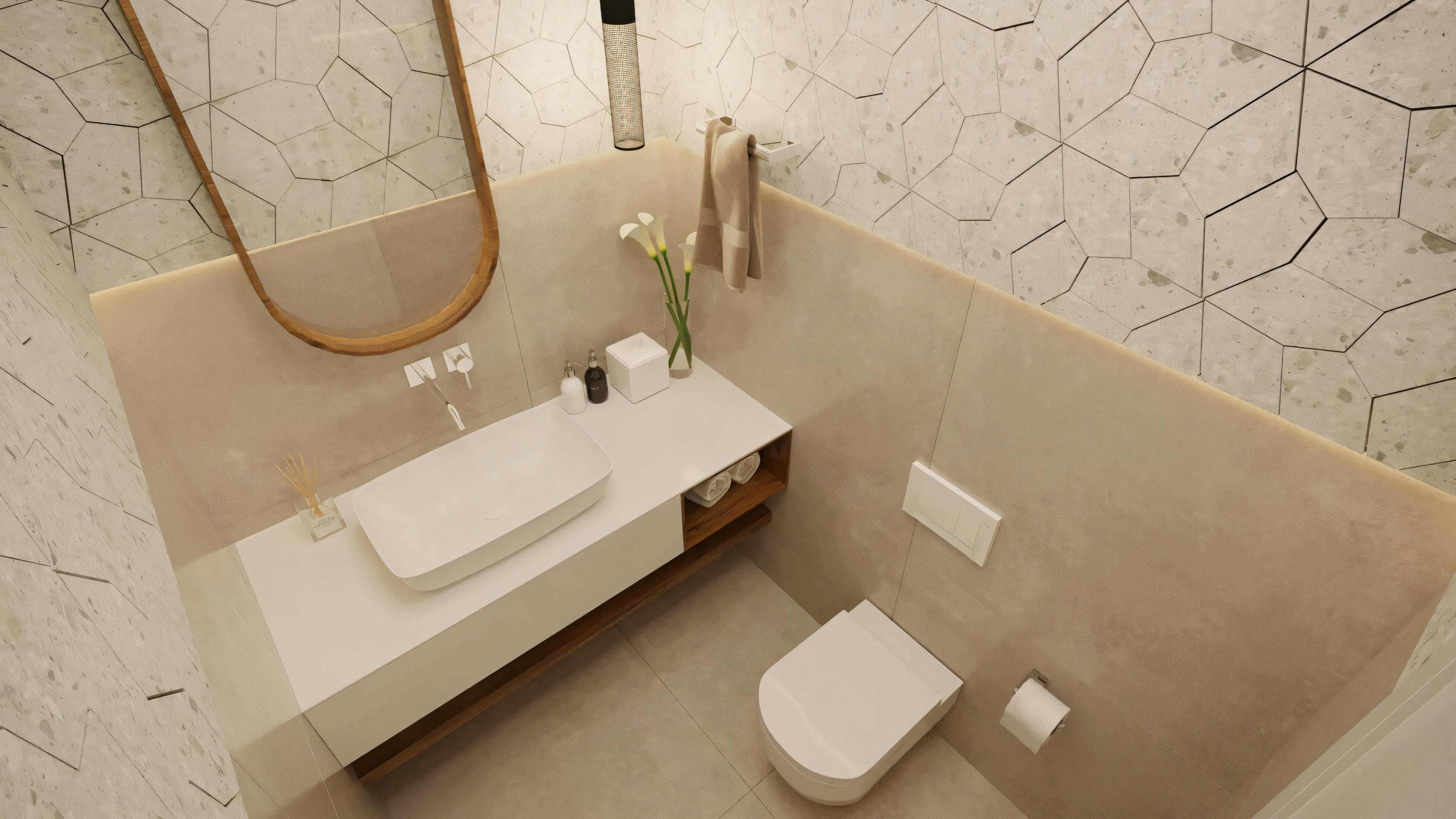 A bathroom with a sink, toilet, and shower area with glass doors.