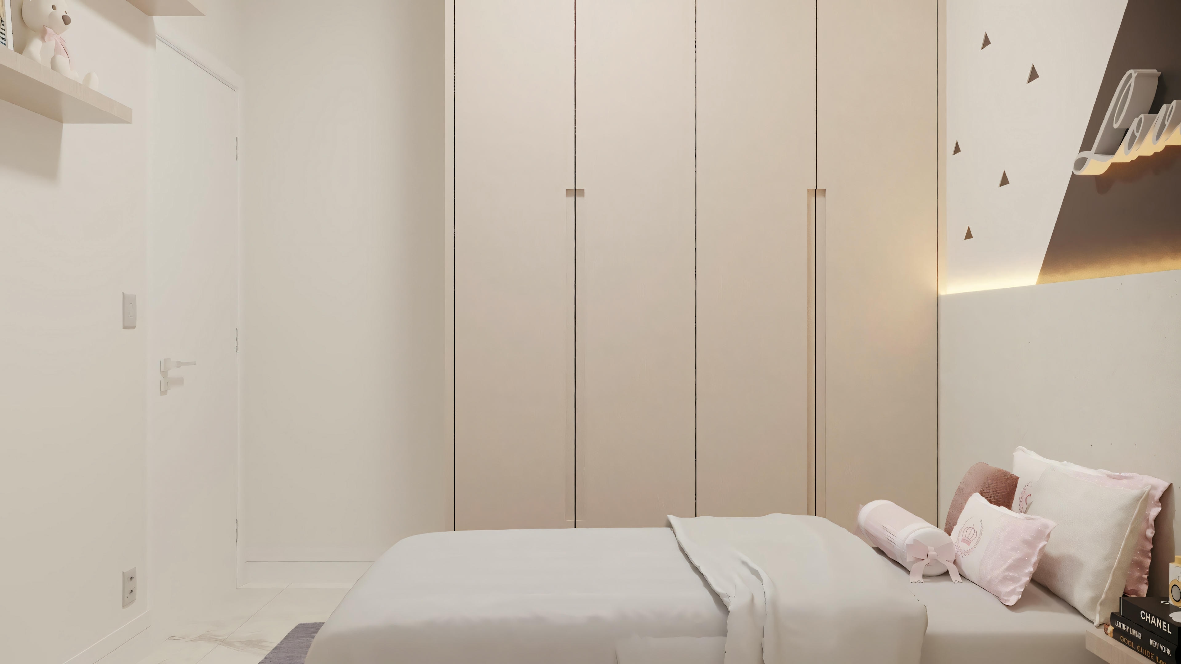 A room with a double bed, bedside tables with lamps, and modern decoration.