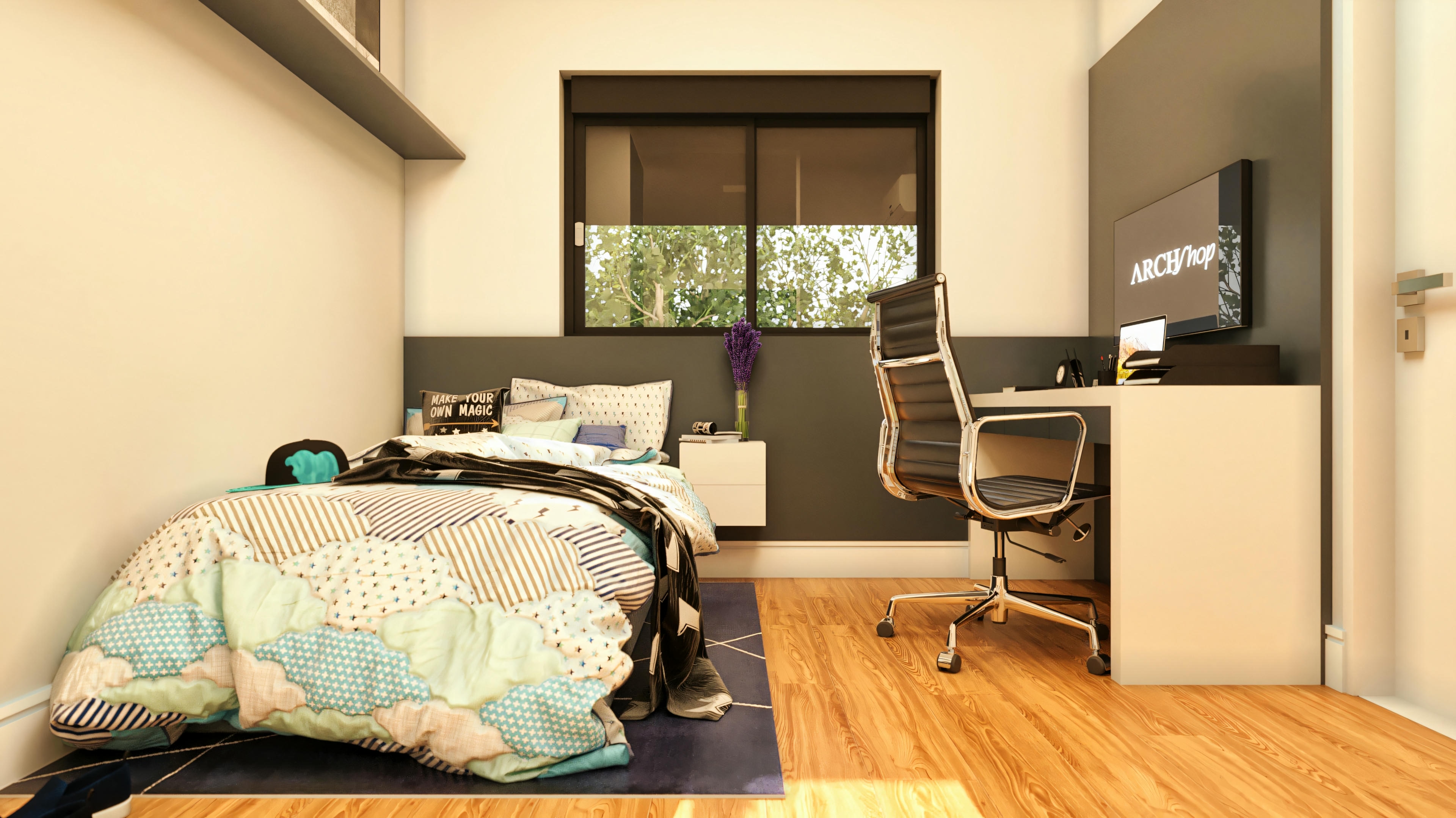 Foto de cabecero de dormitorio de niño.