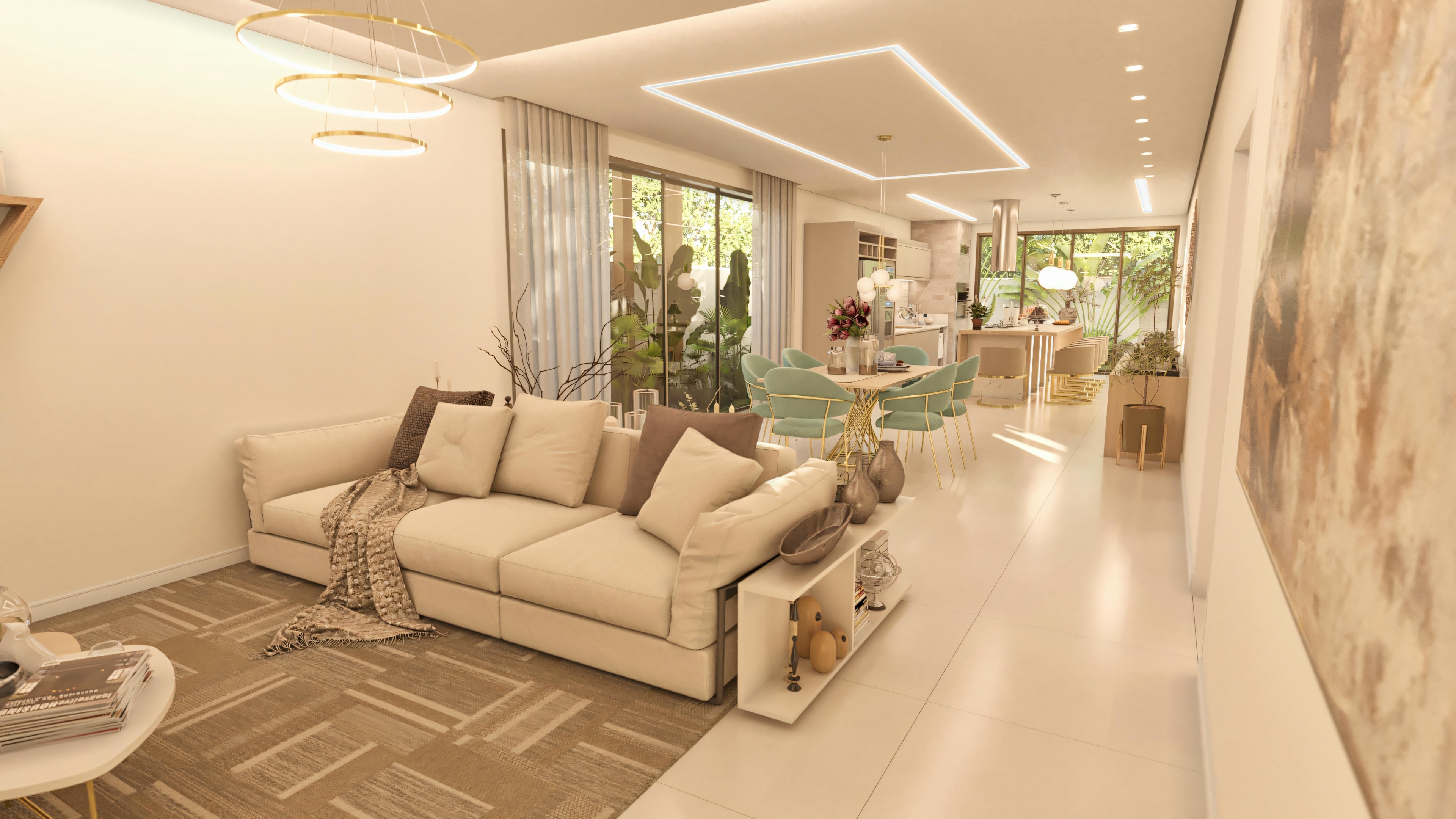 House project with living room integrated with kitchen.