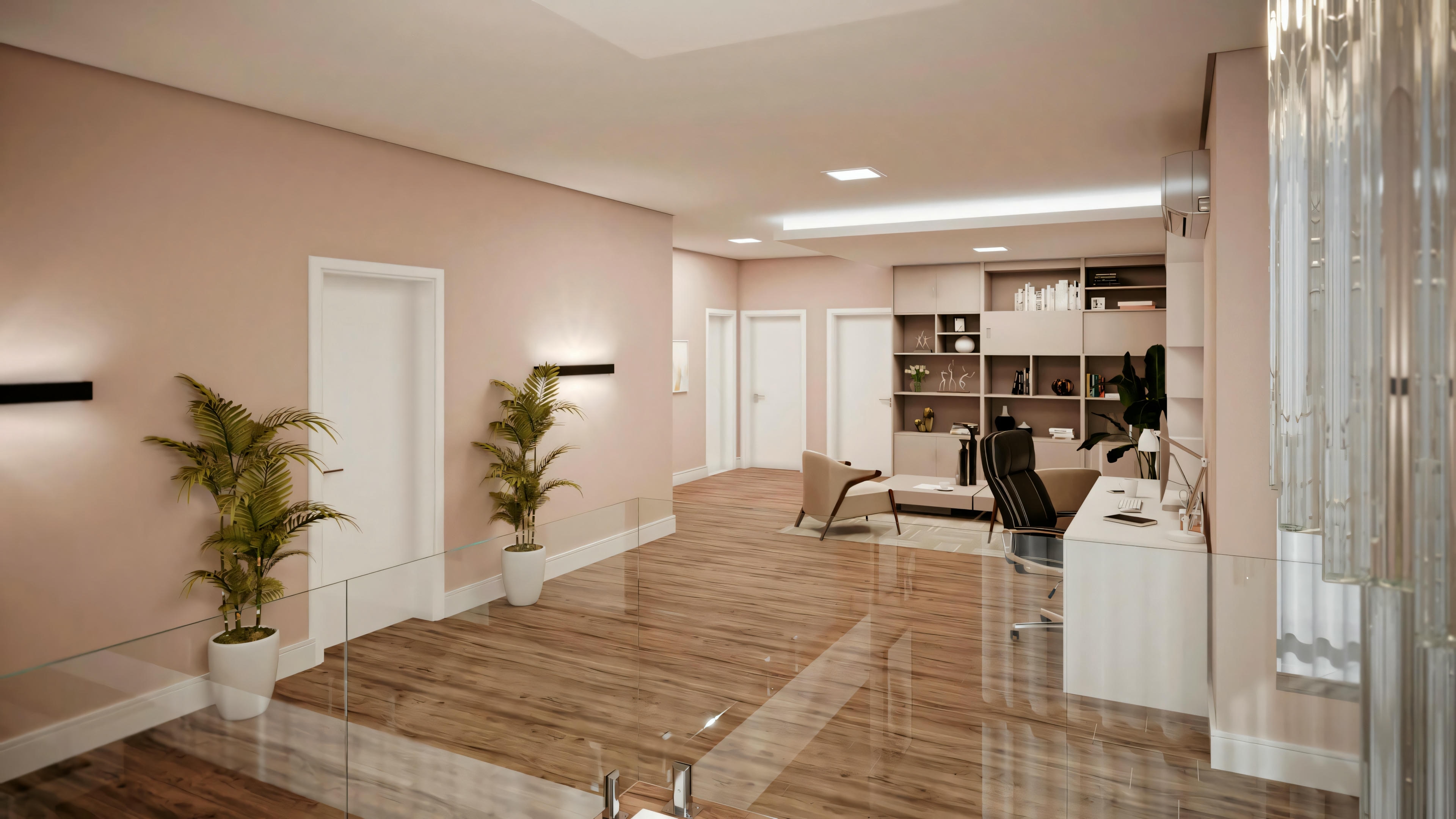 A contemporary residential hallway.