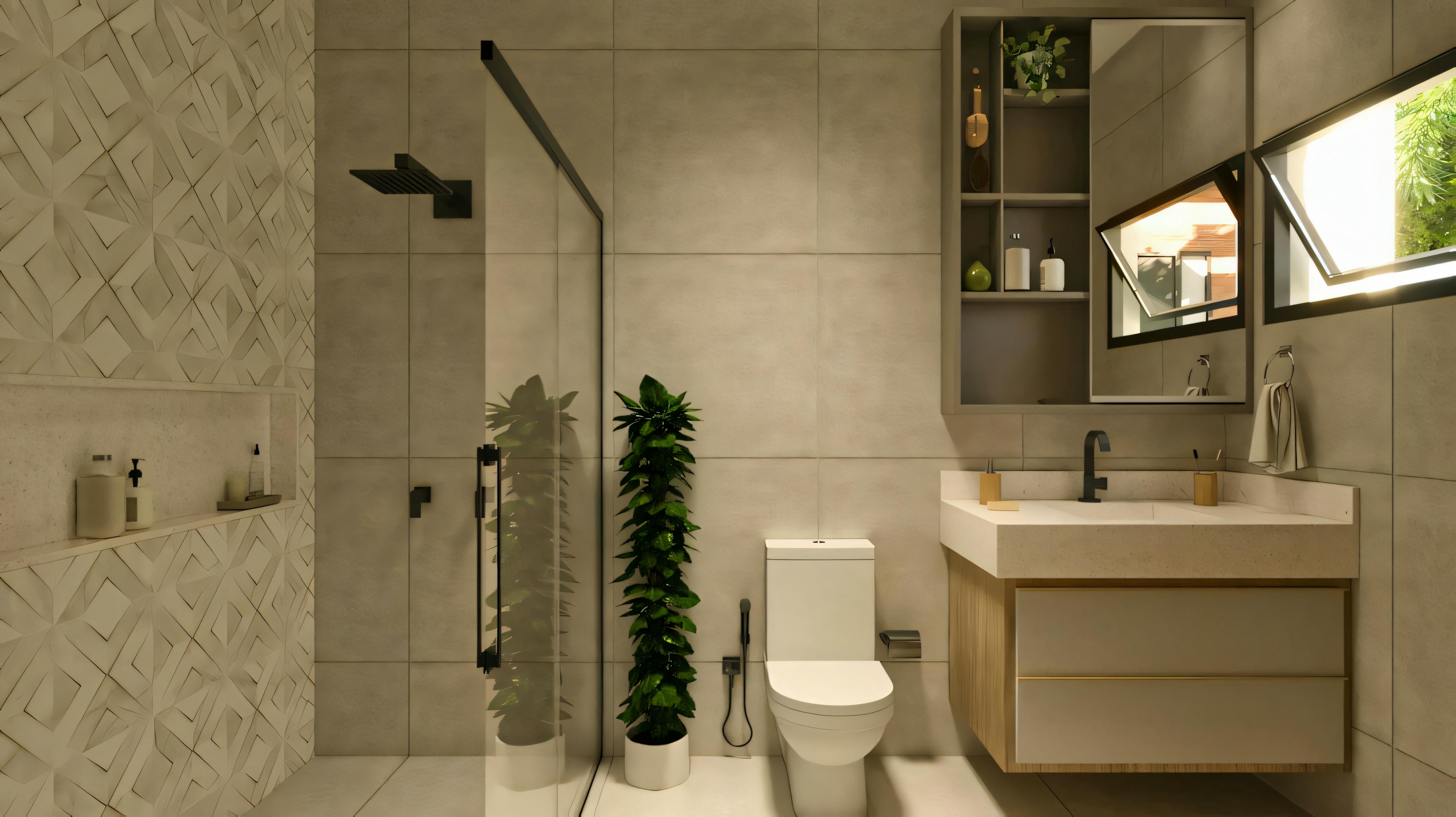 Bathroom with detail in the shower stall.