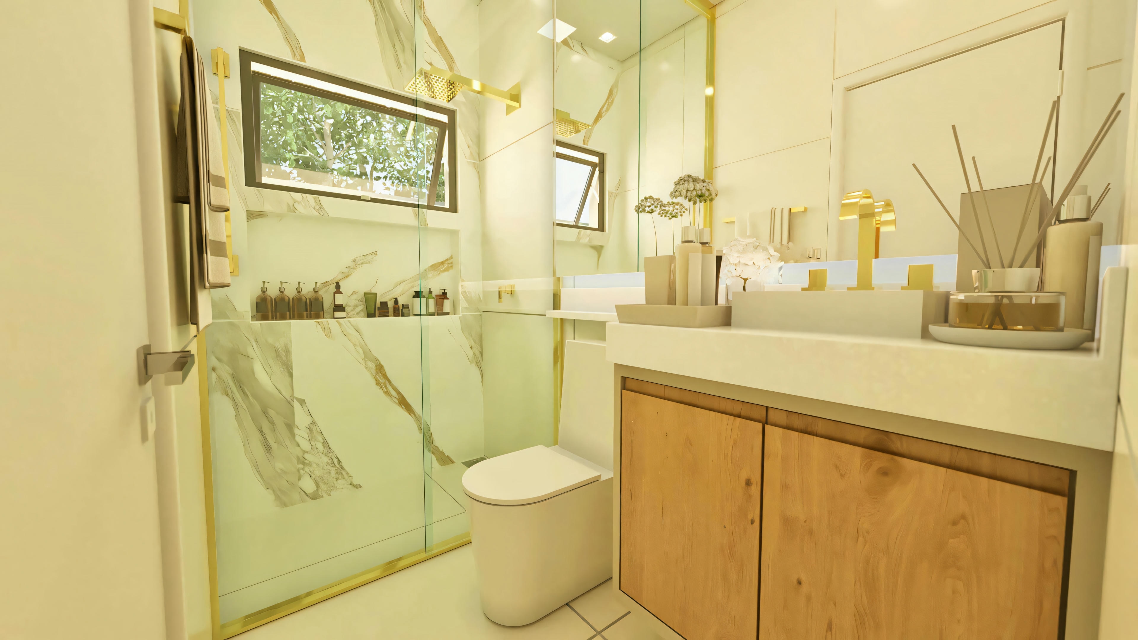 Small bathroom with shower stall.