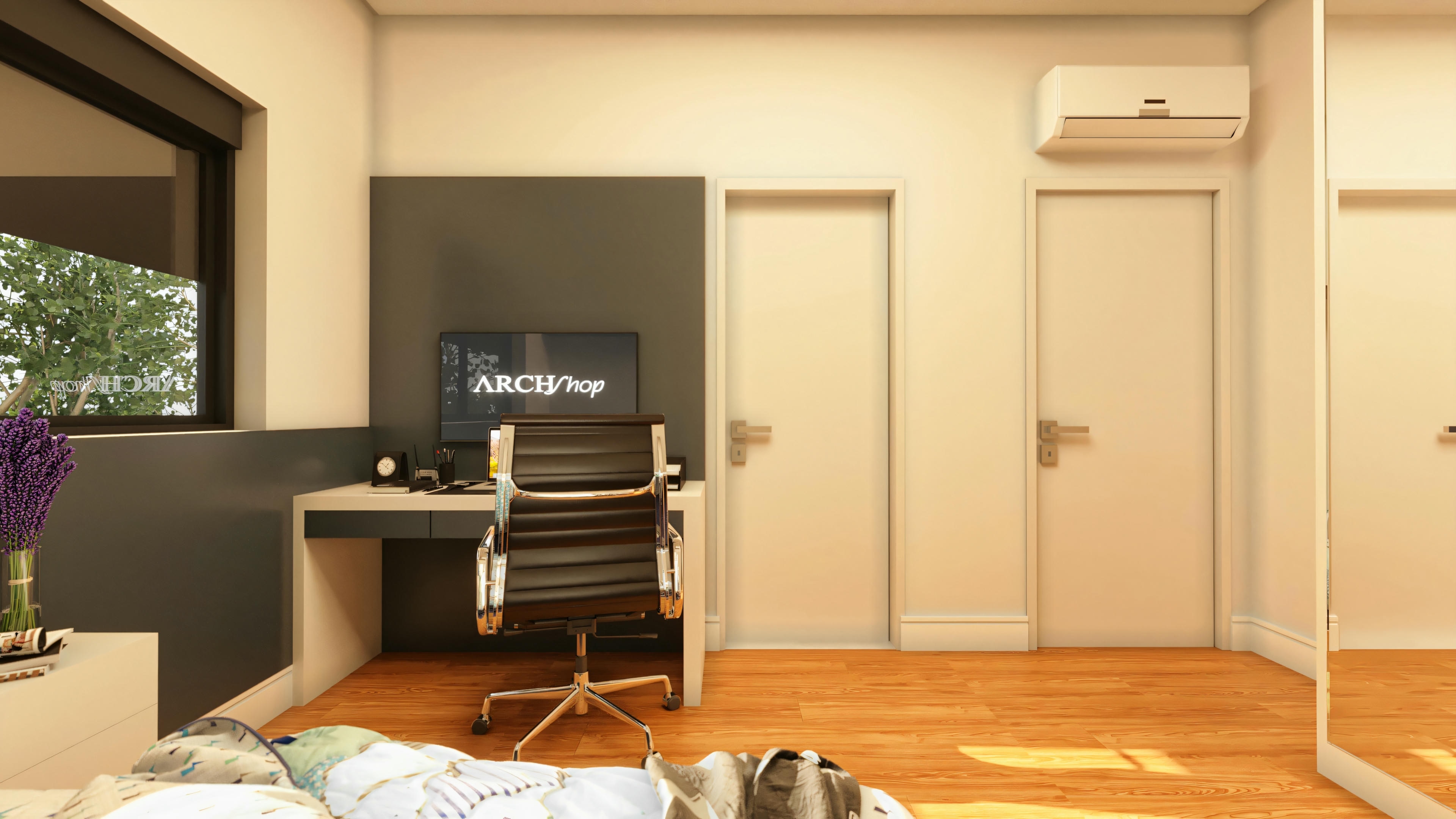 Boy's room with study desk.