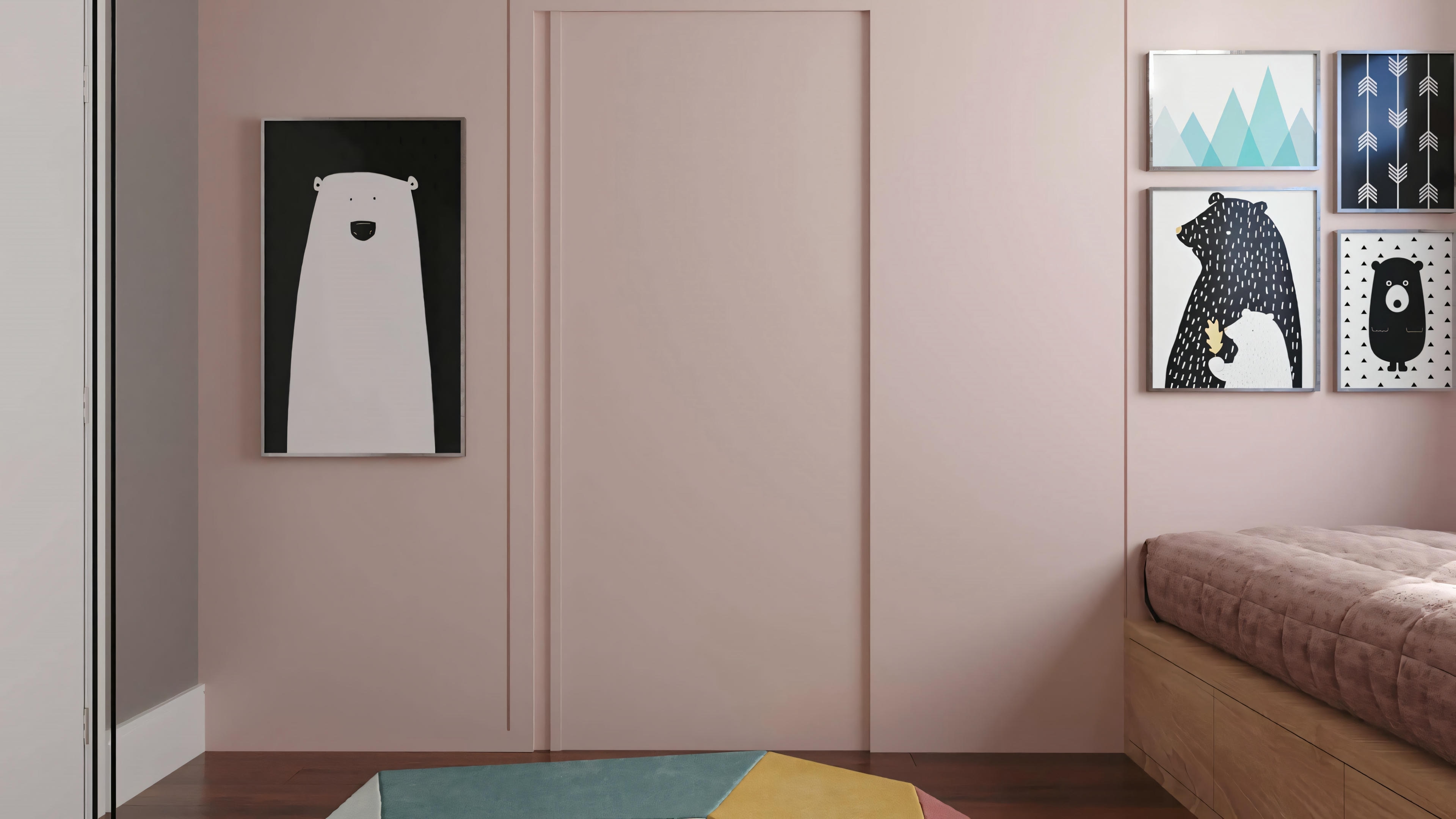 Habitación con cama y mesitas de noche.