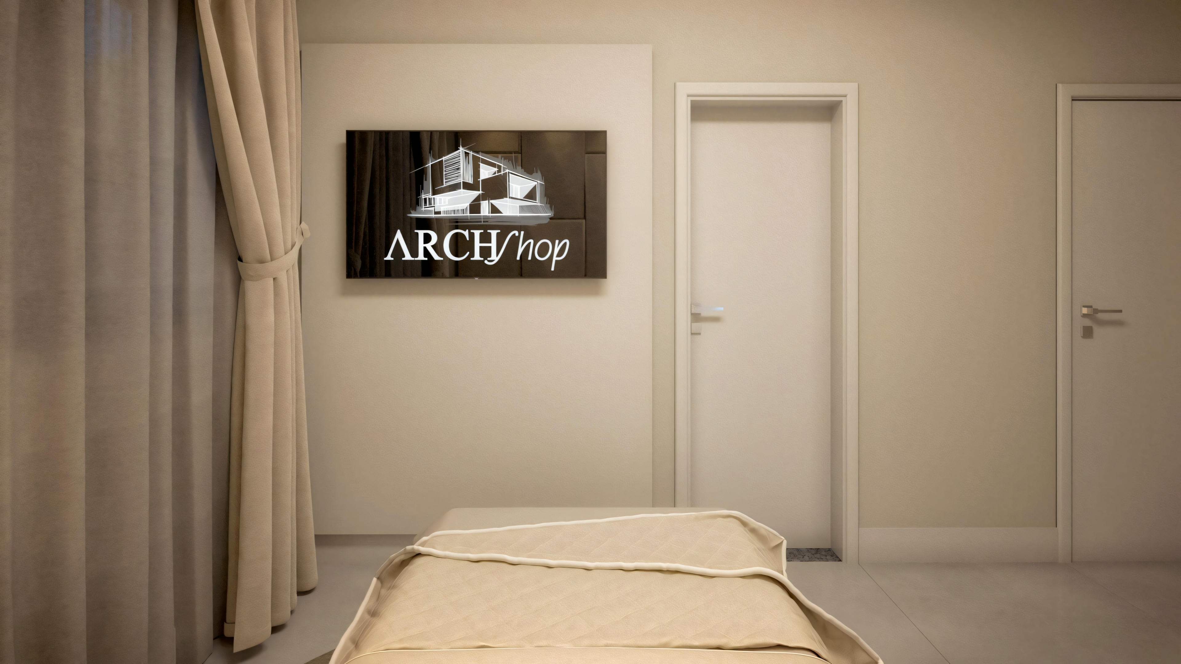 A bedroom with a large bed.