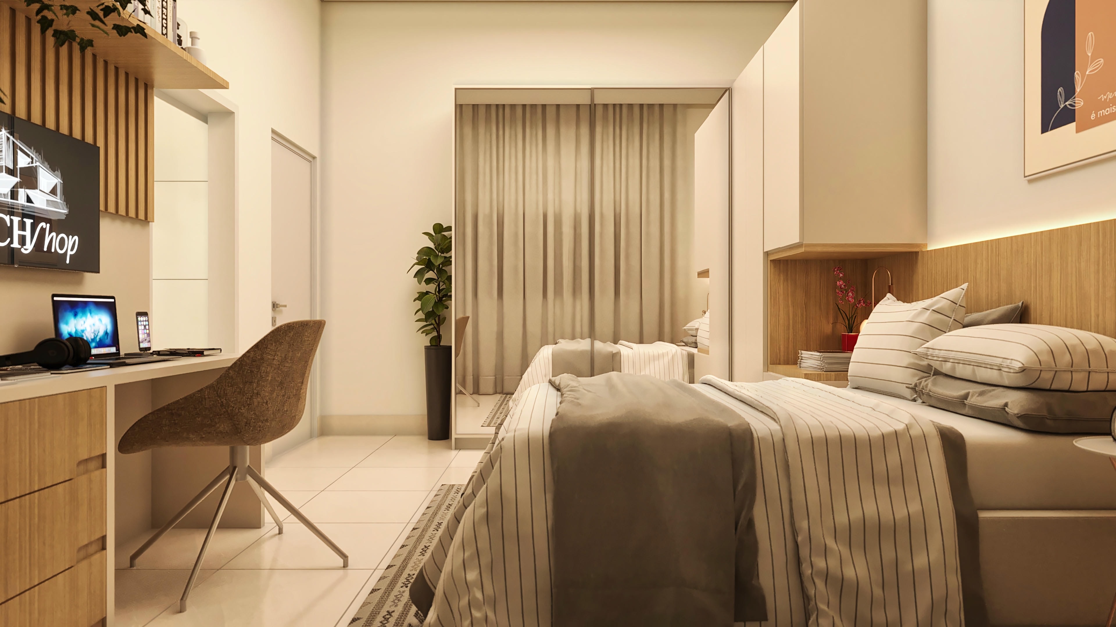 Bedroom with TV.