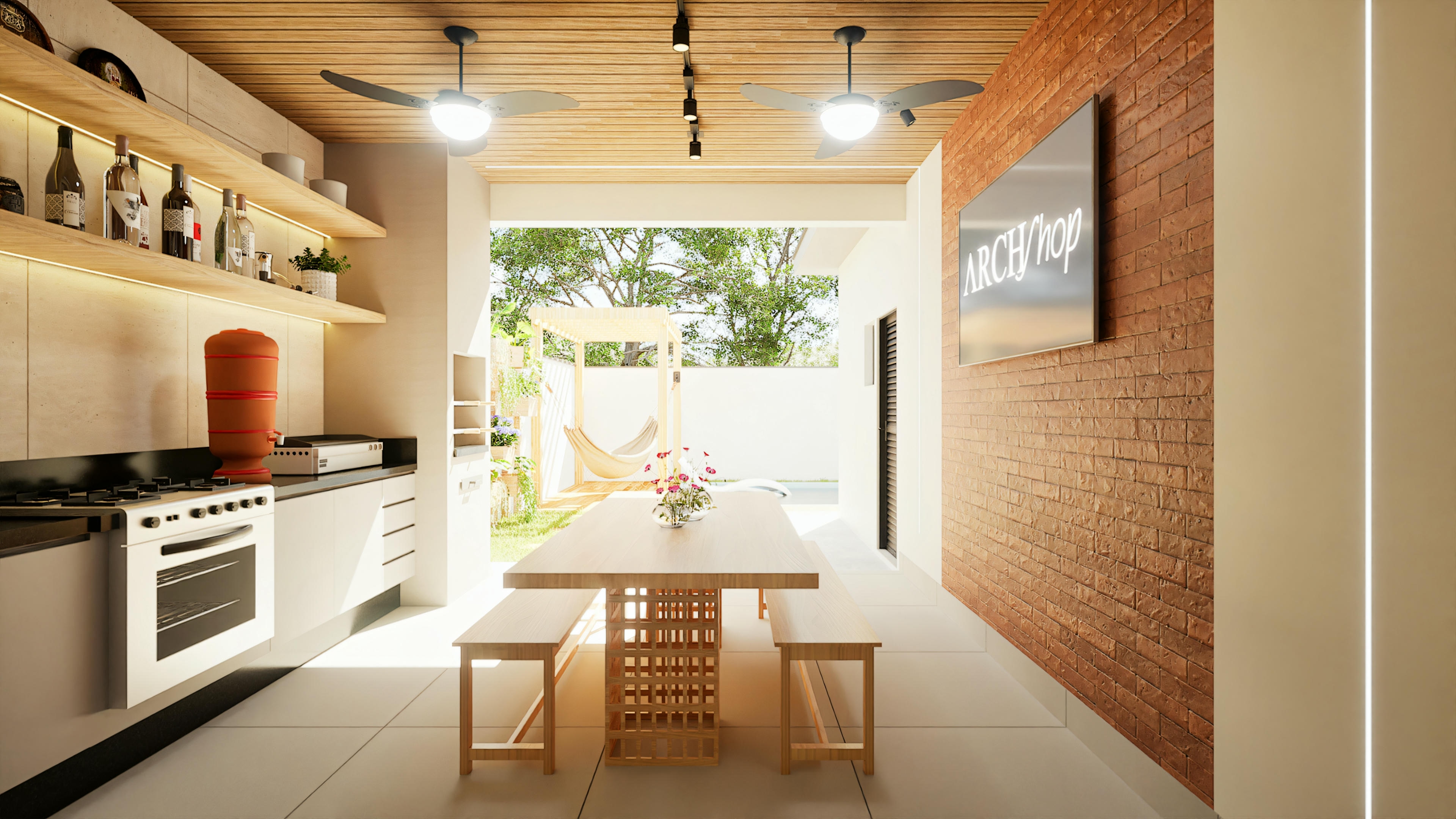Balcony with barbecue.