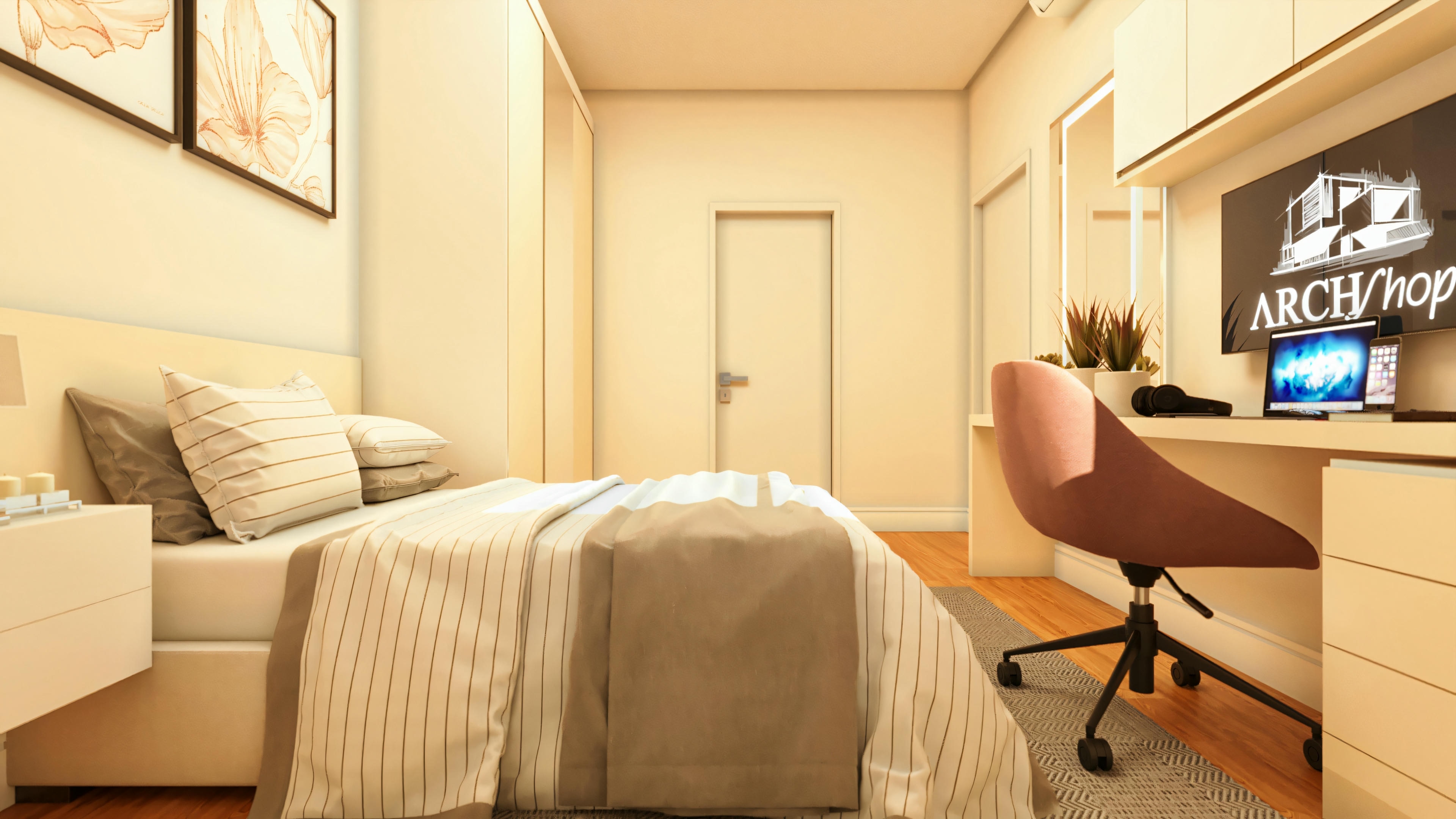 Imagen de habitación de niña con tocador.