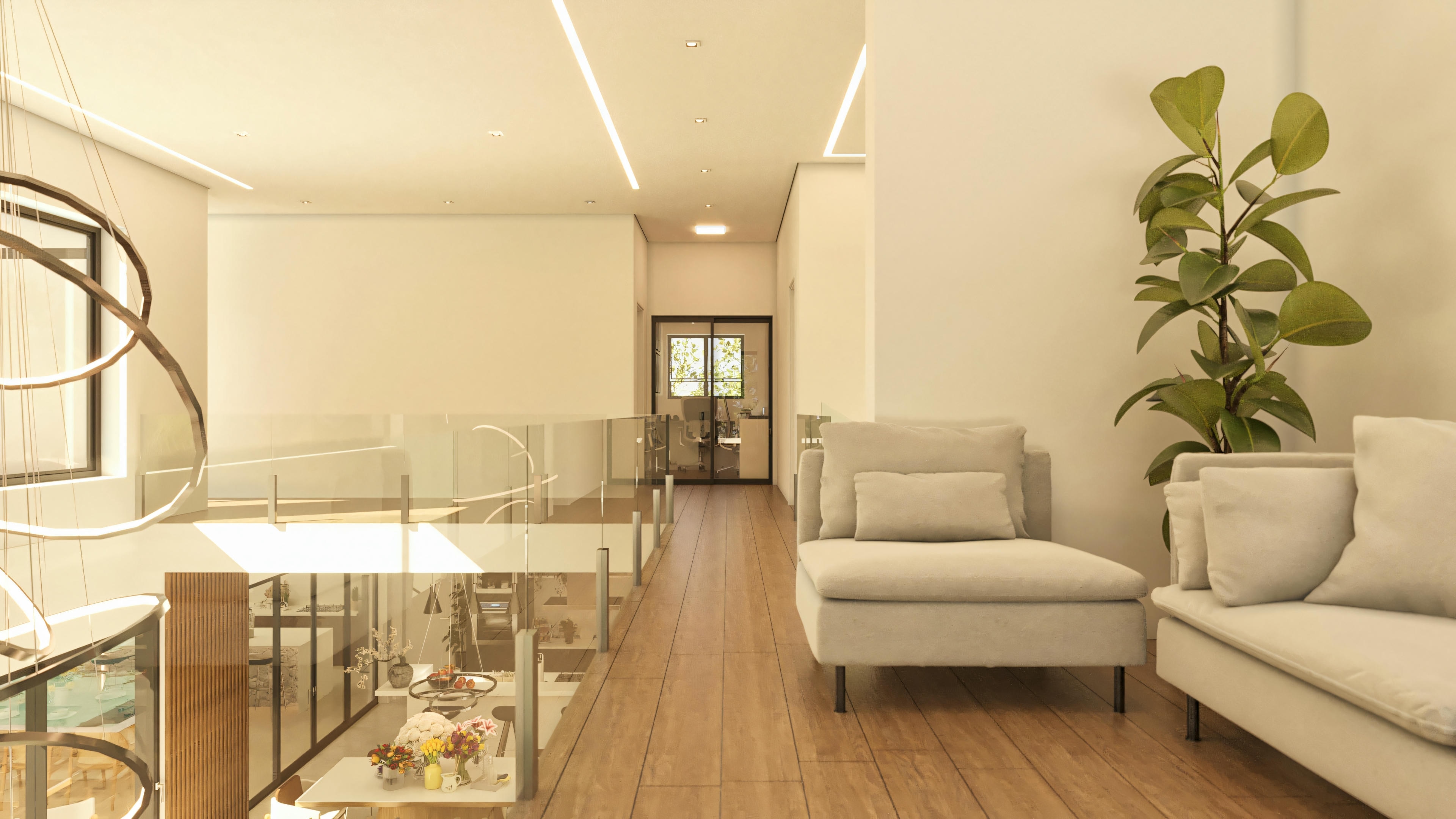 Furnished mezzanine.