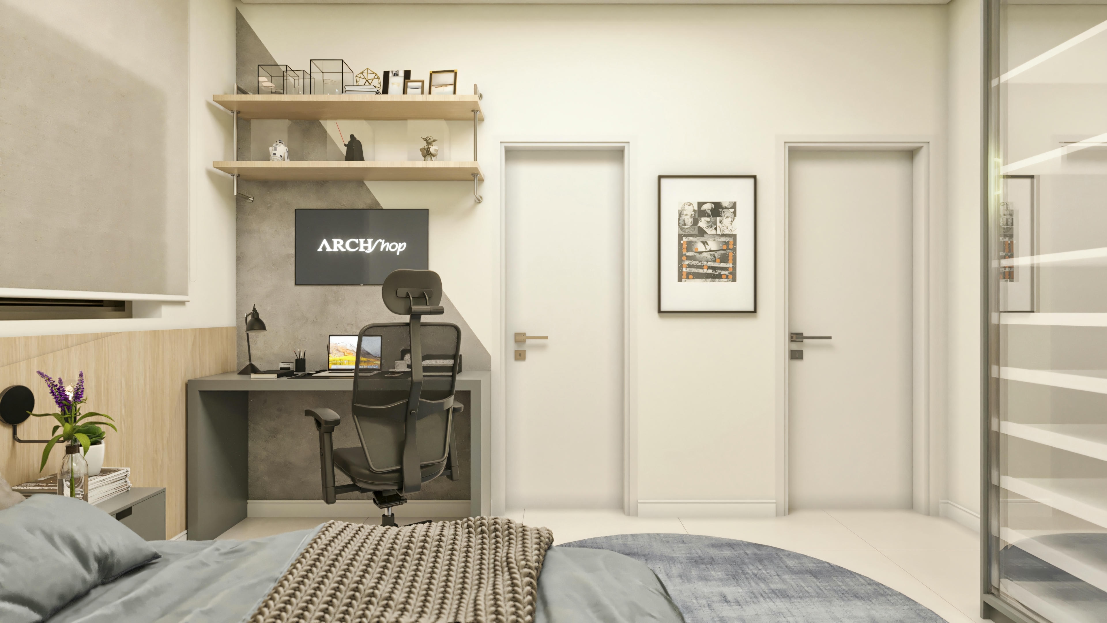 Suite design with desk.