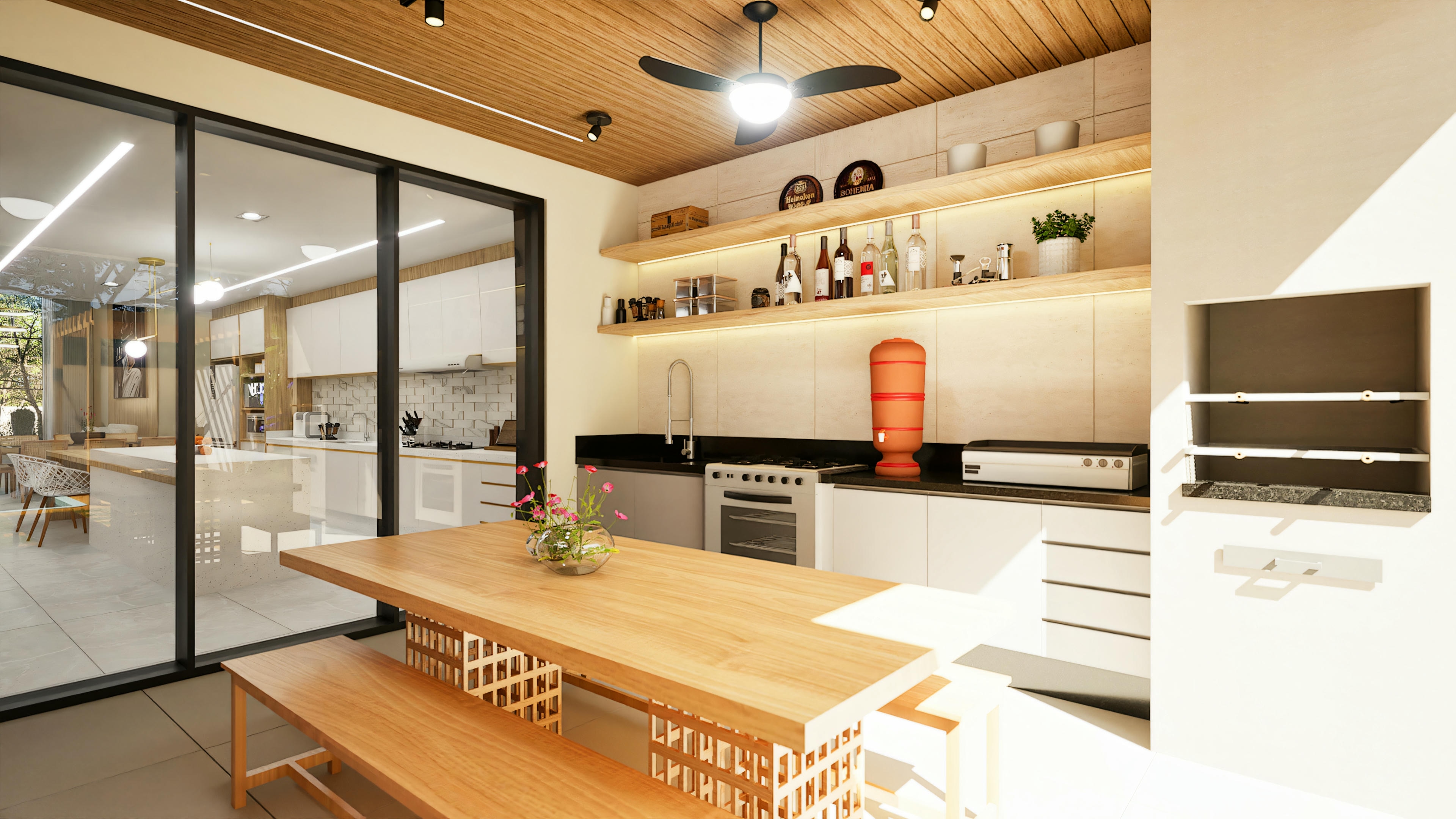 Complete and rustic gourmet area.