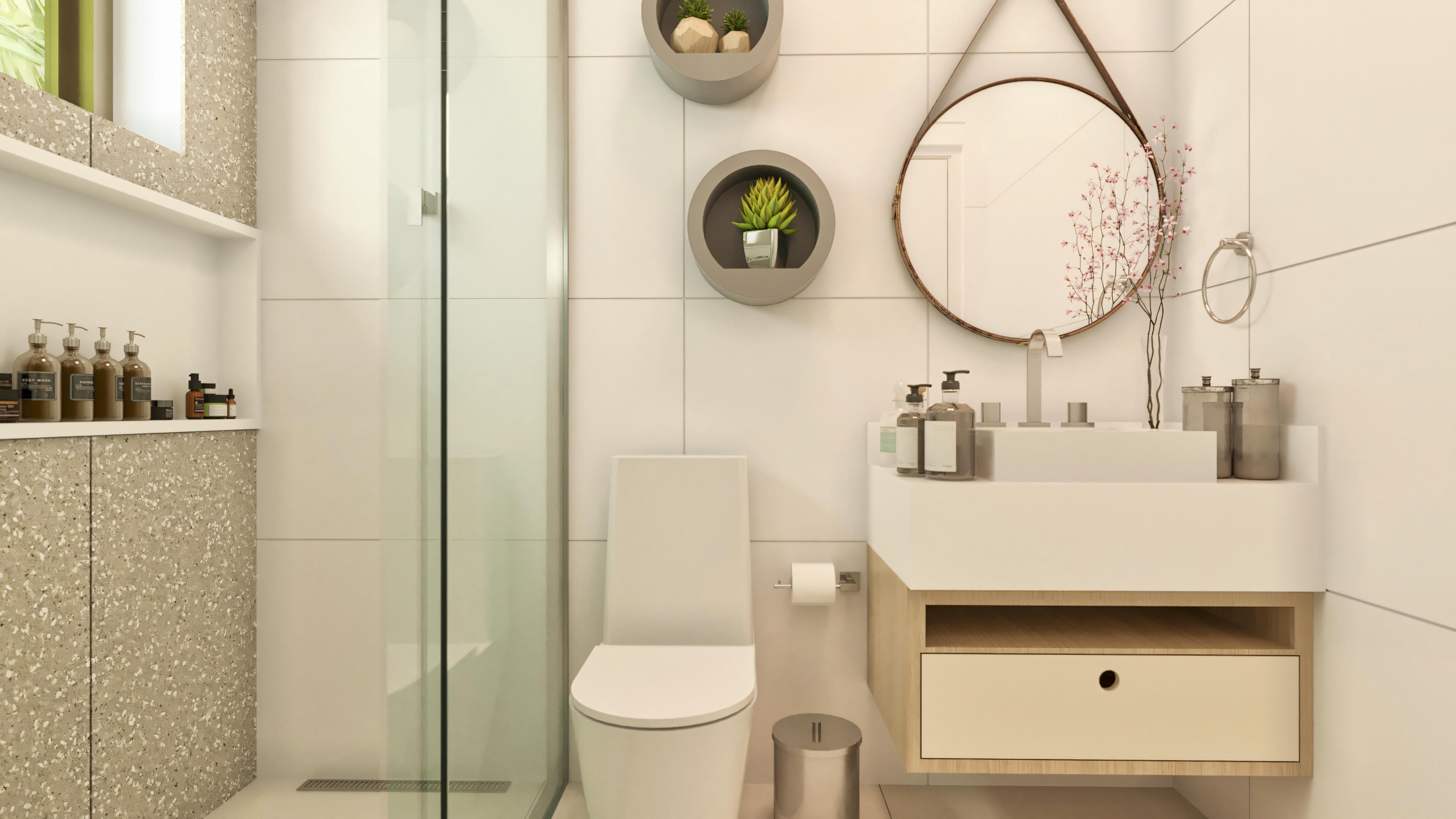 Baño Sencillo con espejo.
