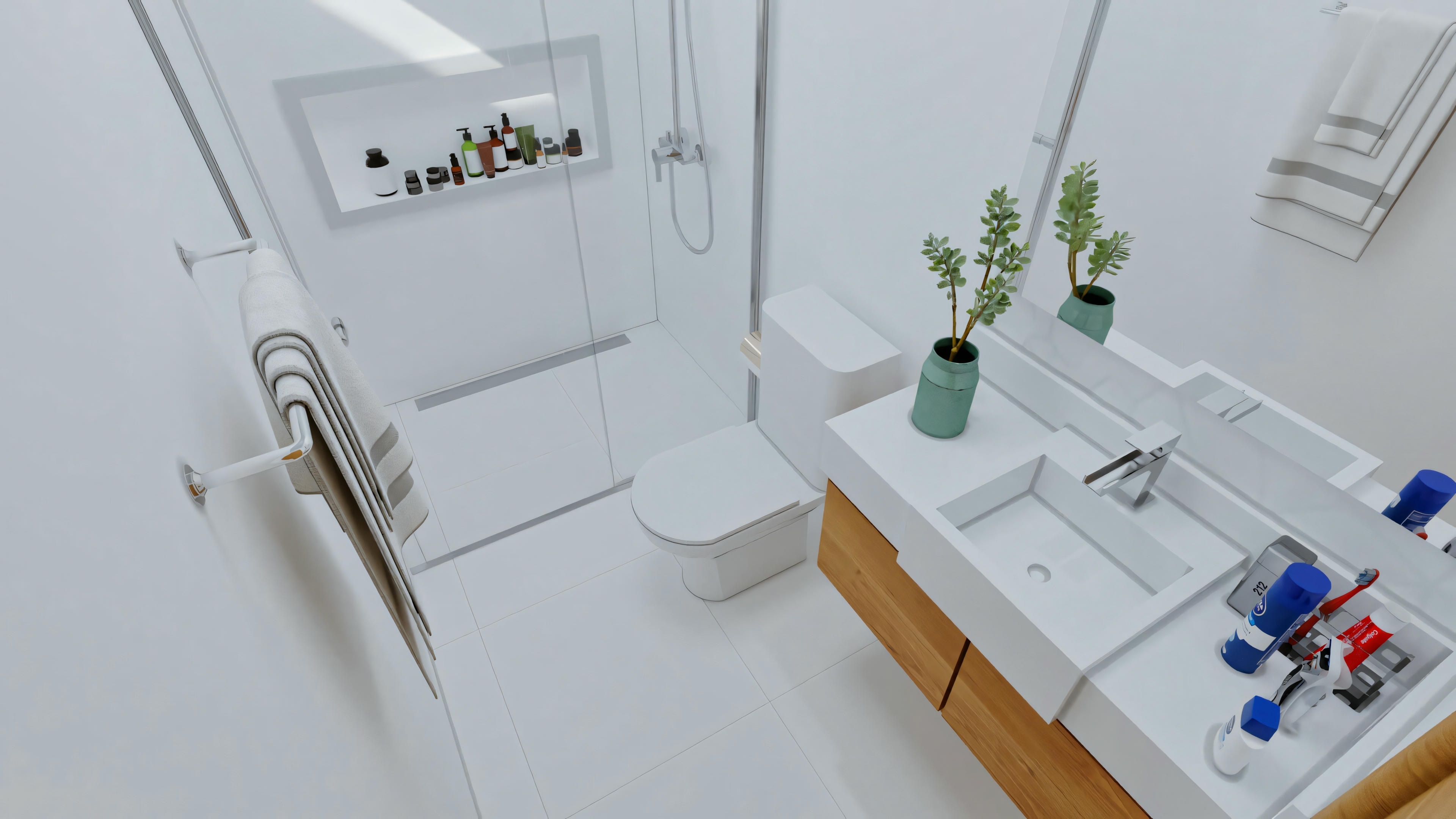 Bathroom sink area with a mirror, faucet, and personal care items around.