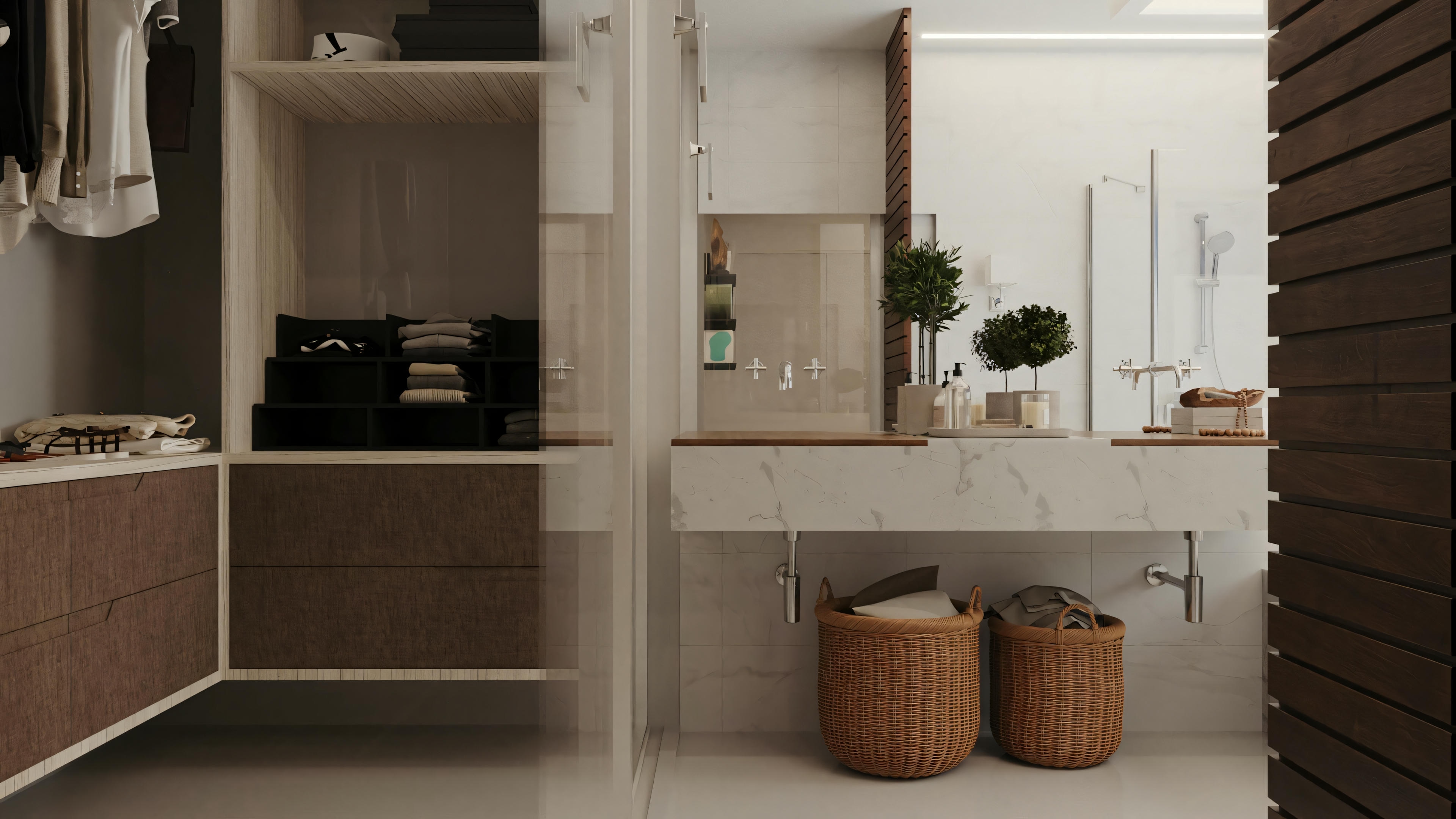 Bathroom with white sink, mirror, and storage compartments.