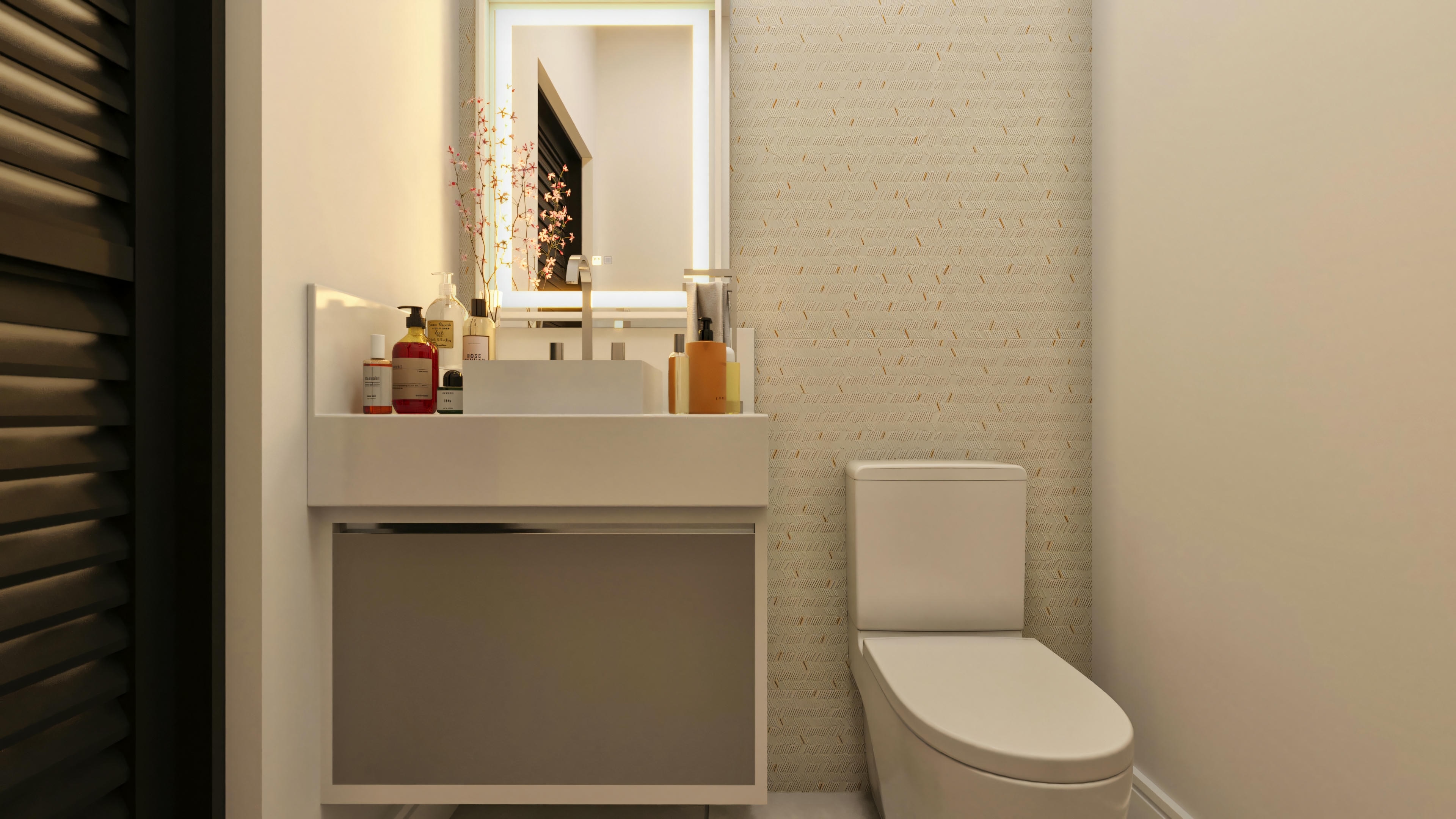 Lavabo com espelho de led.