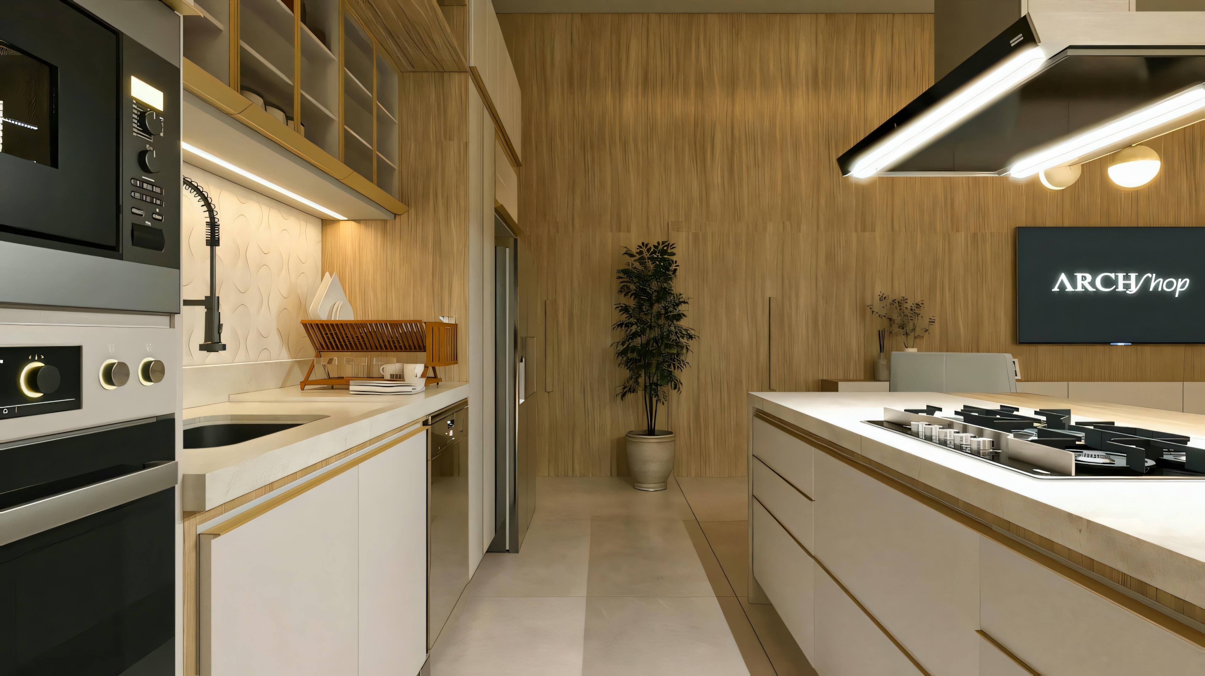 Kitchen with cooktop.
