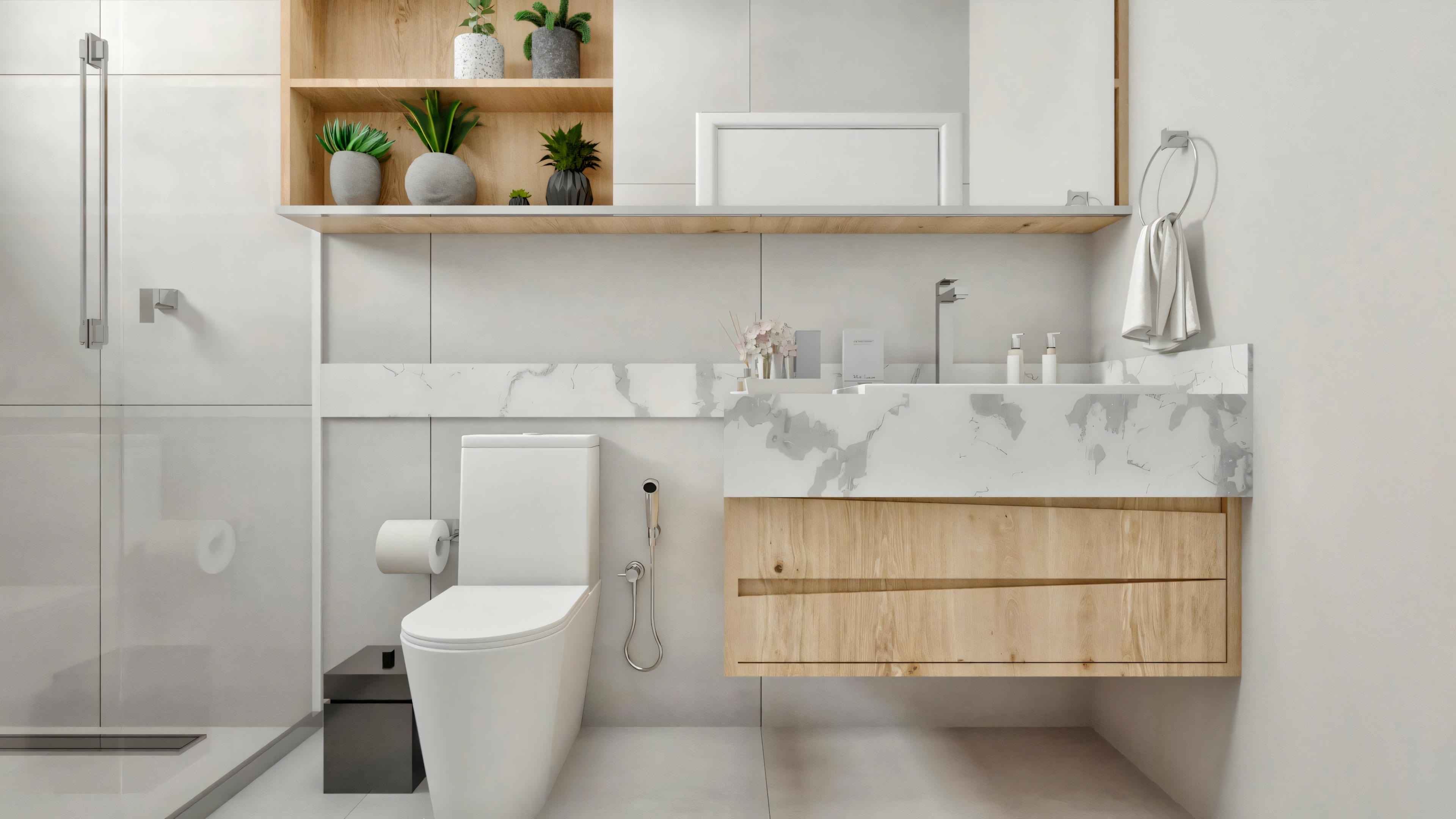 Baño con bañera, inodoro y lavabo, presentando líneas limpias y diseño minimalista.