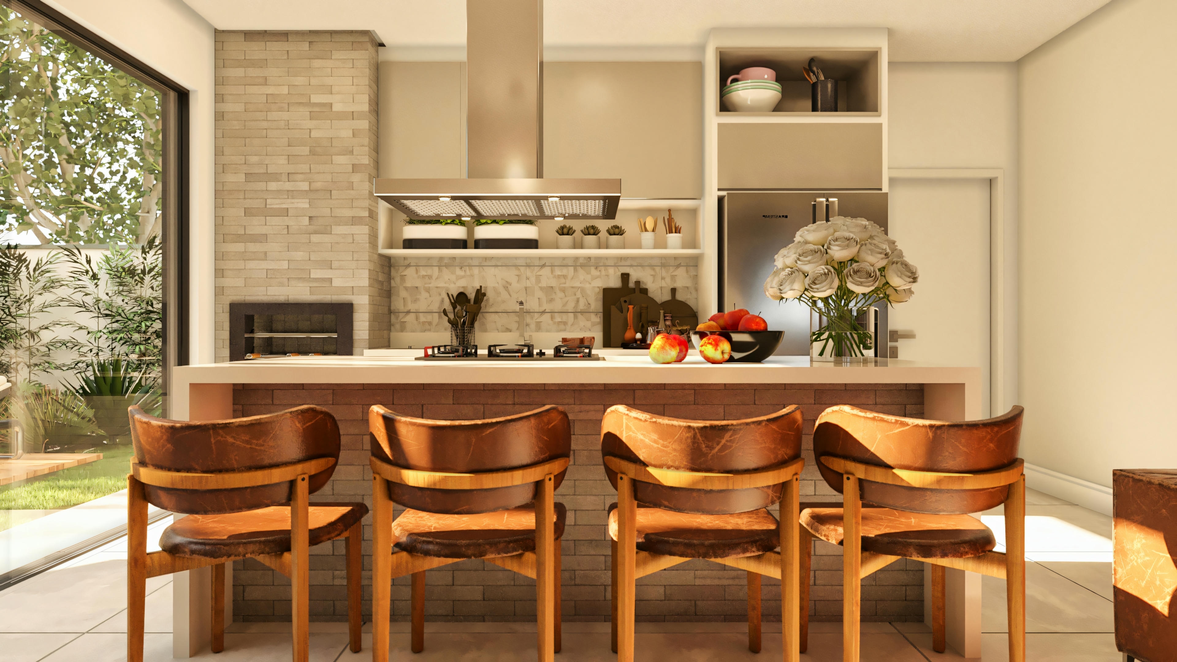 Image of kitchen with barbecue.