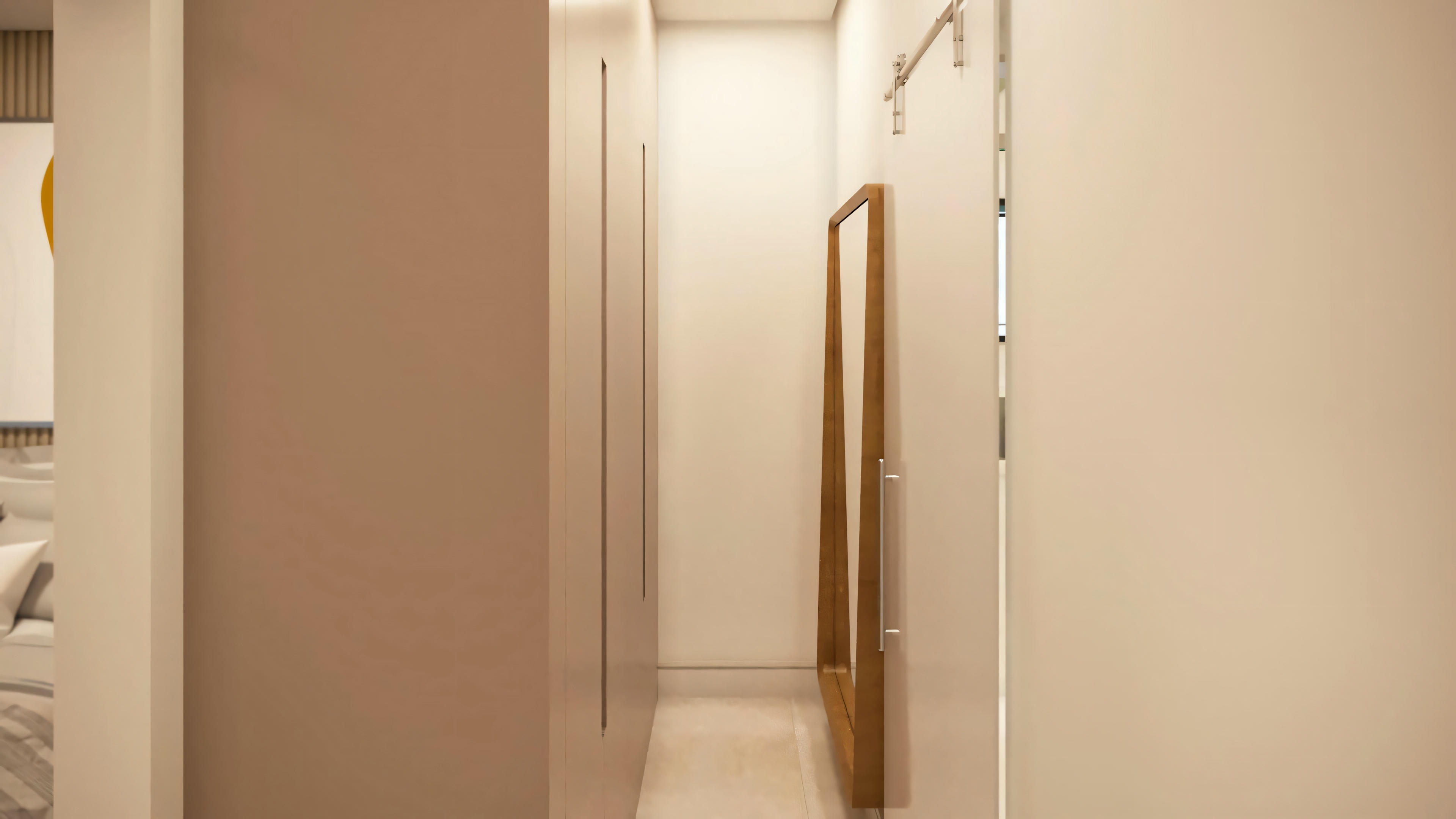 Partial view of an ajar door, revealing a small part of the room behind it.