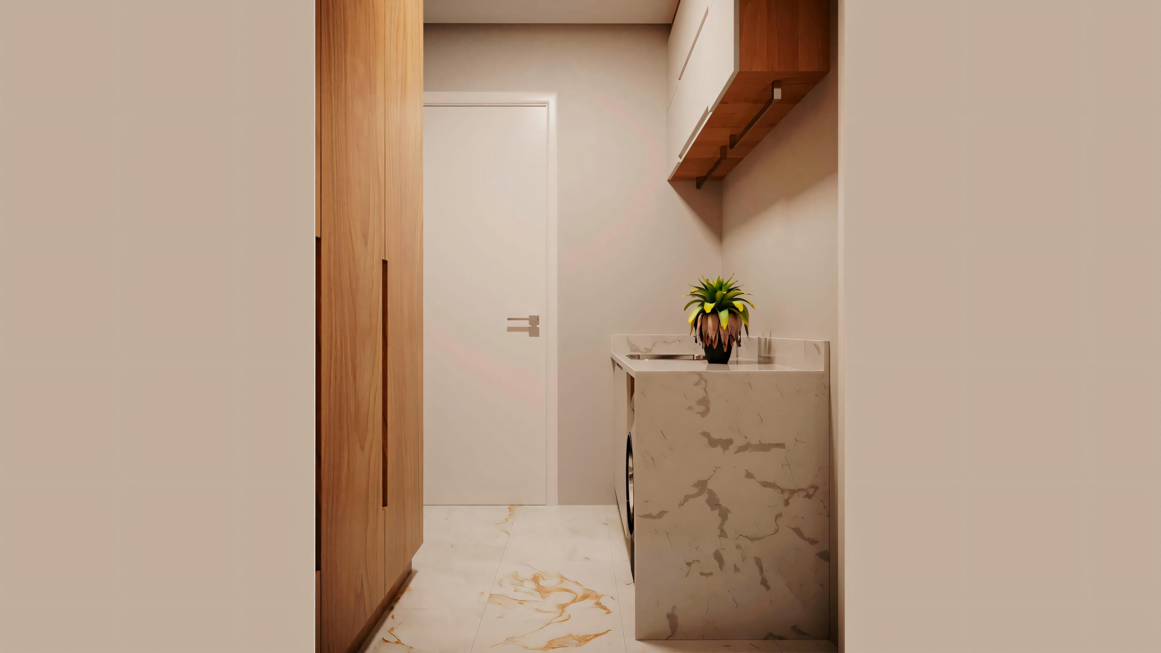 Banheiro com banheira, toalhas e plantas decorativas.