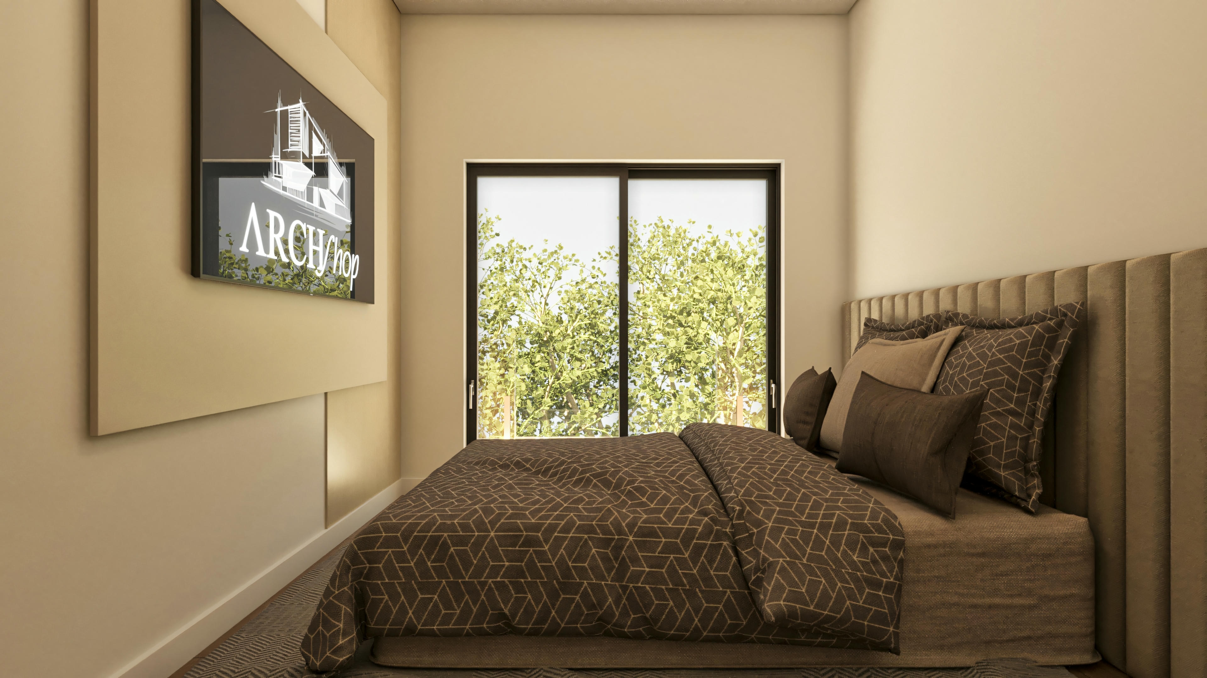 Quarto com sacada.