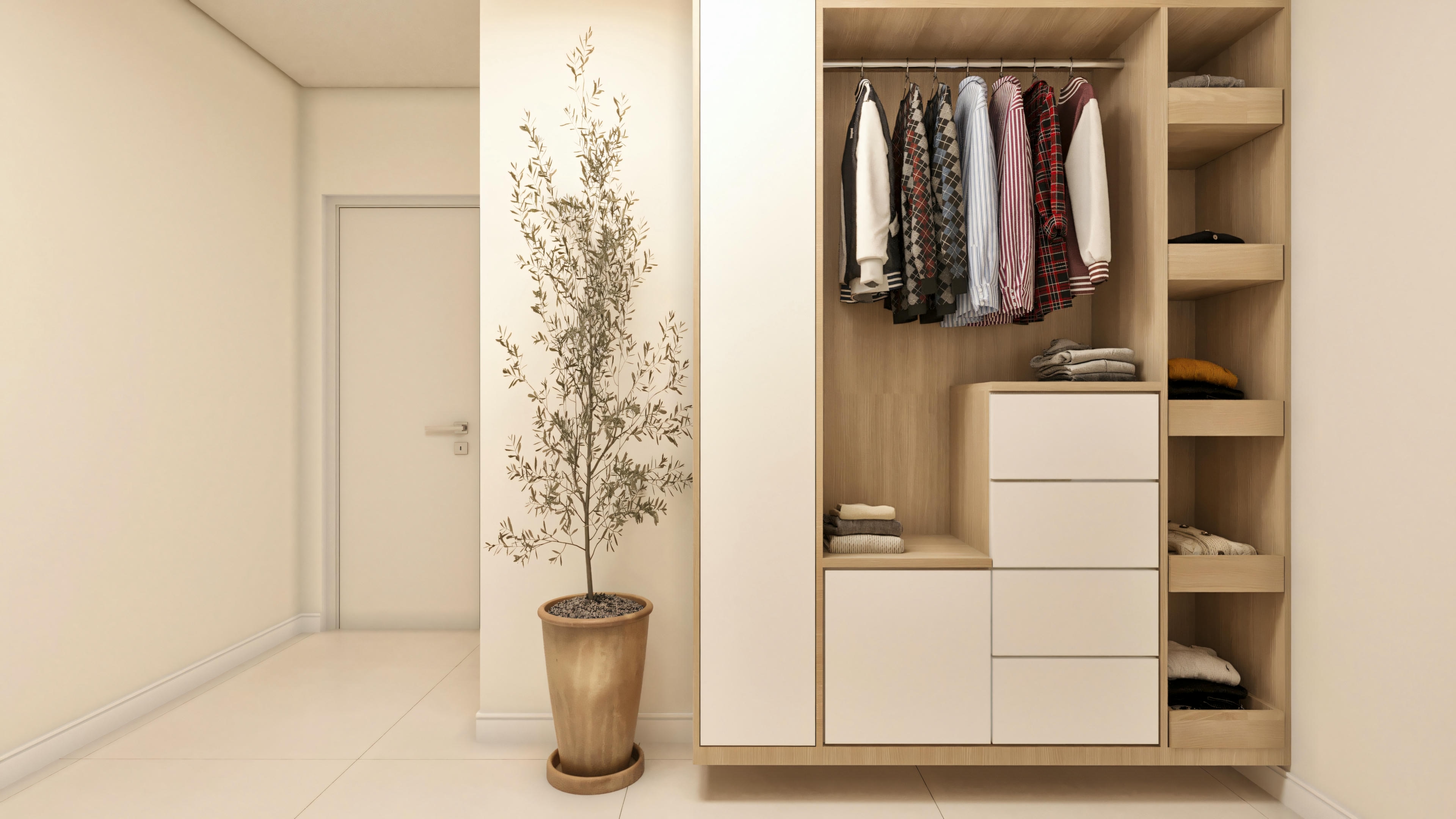Diseño de lavadero con mueble multiusos planeado en espacio pequeño.