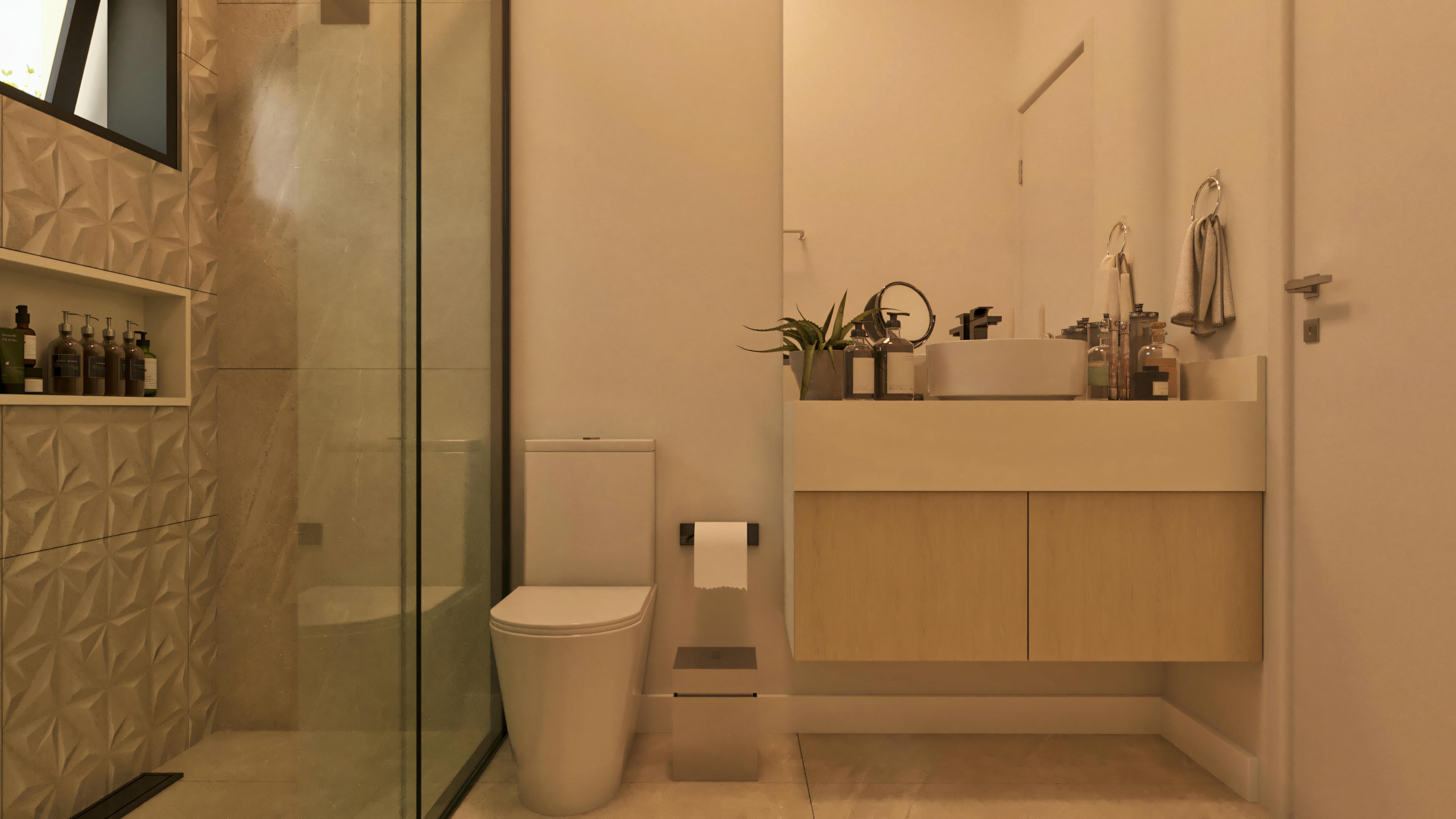 Bathroom with niche.