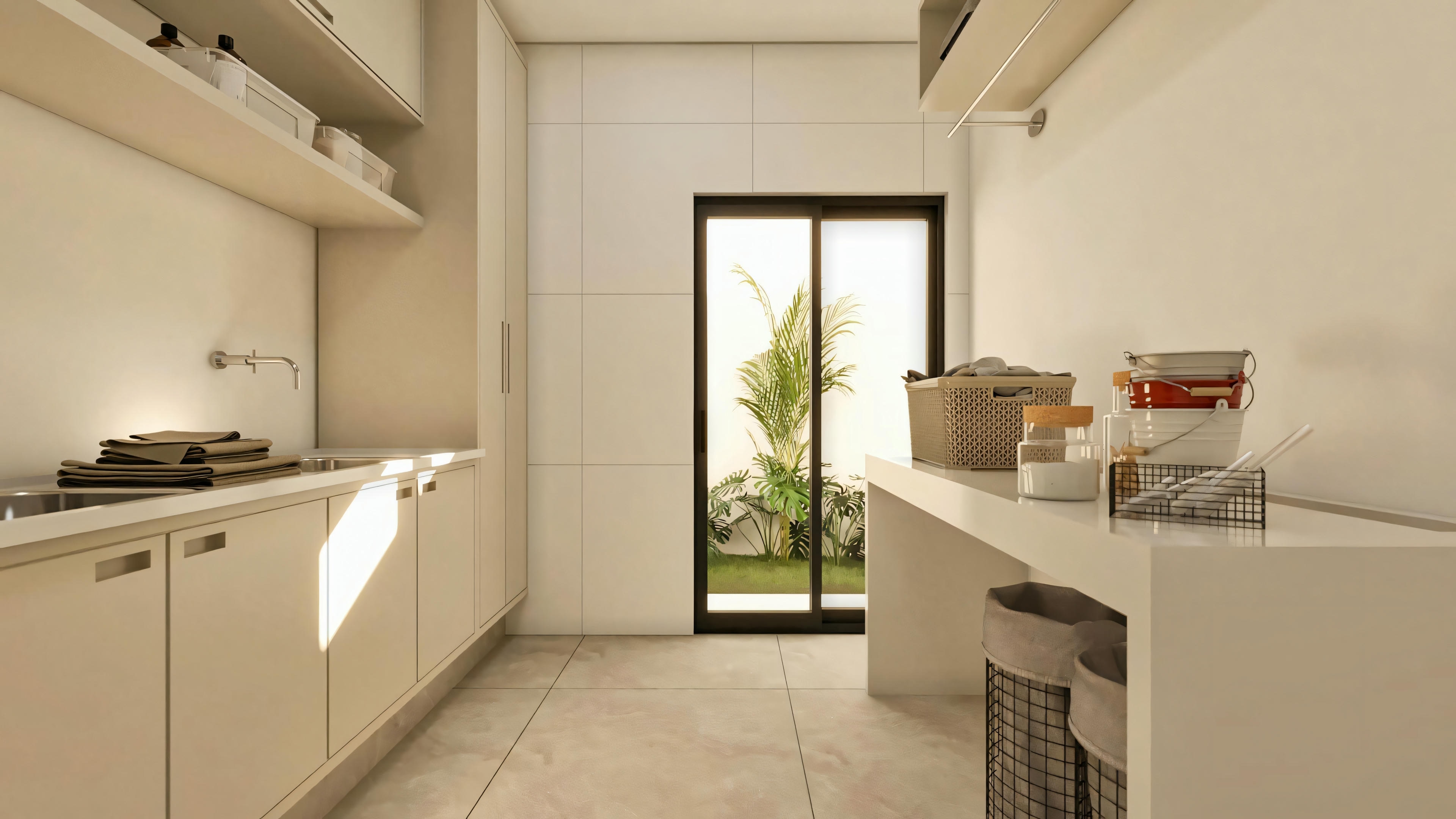 Espacio lounge en la terraza gourmet de proyecto de casa moderna e imponente. Presenta sofá bajo pérgola de madera con vegetación, chimenea externa o base para spa, y barandal de vidrio. Ideal para relajarse. Parte de la casa de 555.9m² con 4 suites y piscina.
