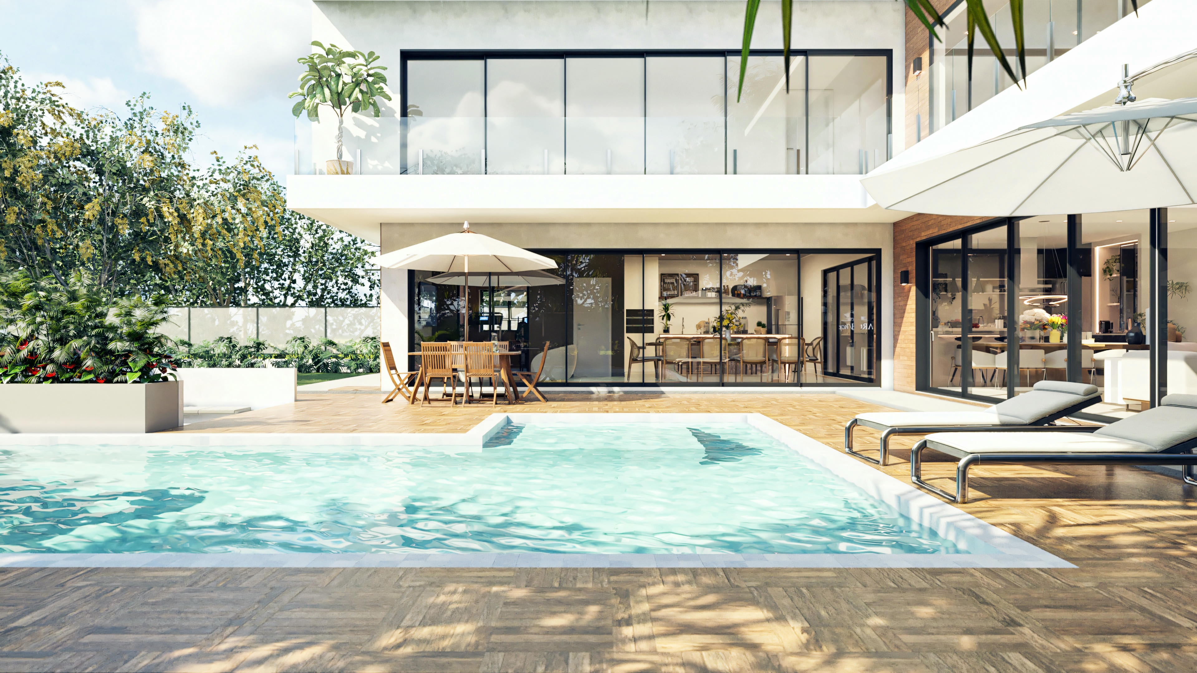 Piscina en L.