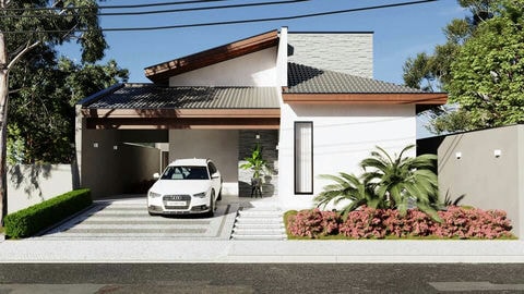 3-bedroom house project with exposed roof.